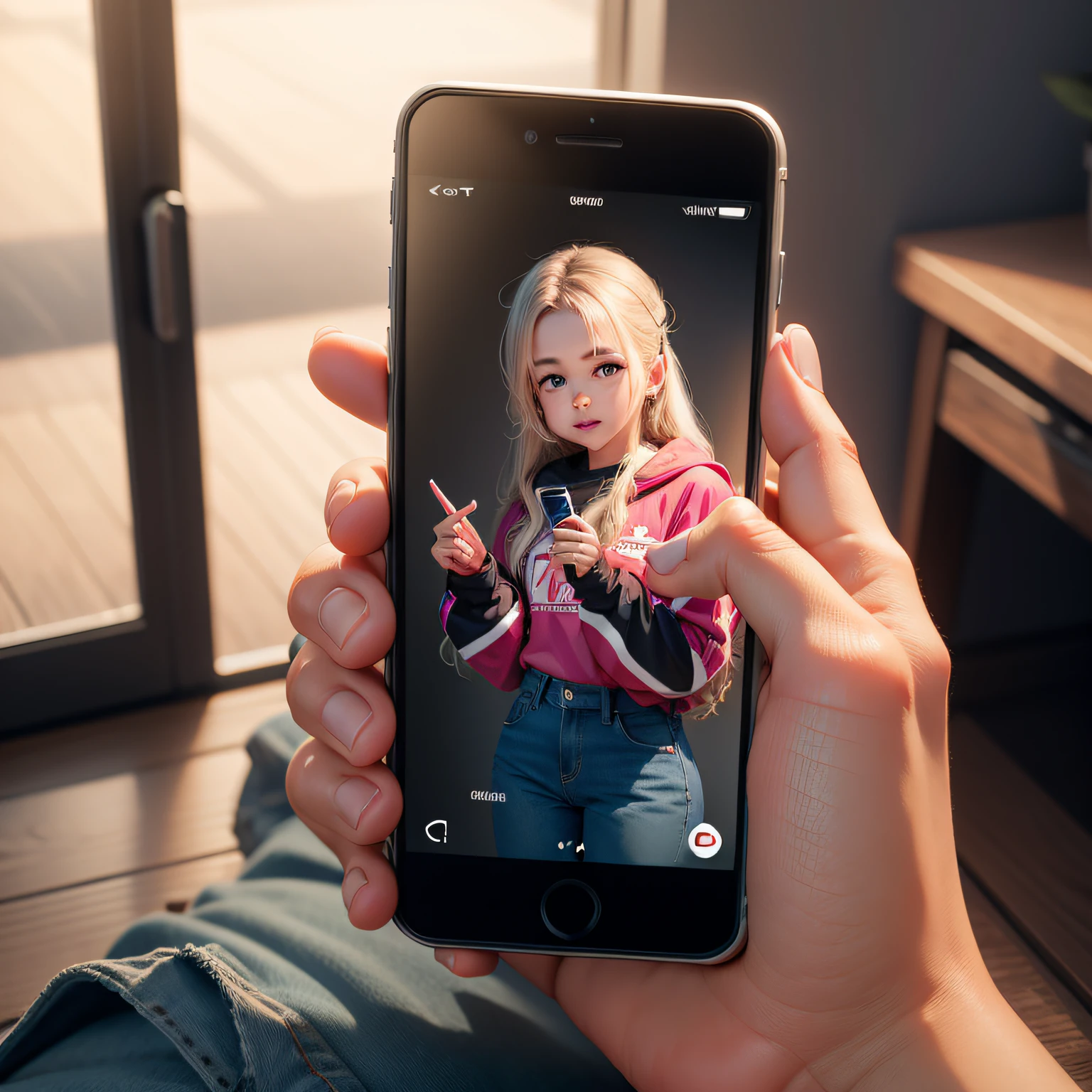 Two hands holding an open phone on the TikTok logo app ,hd ,realista
