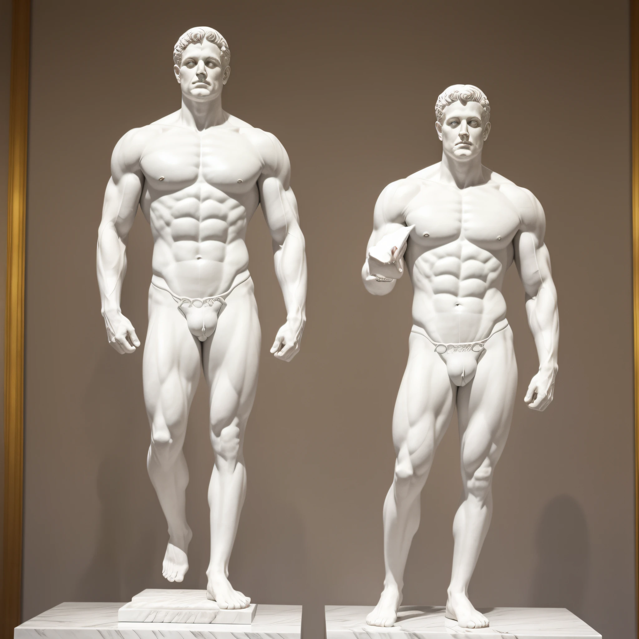 full body Portrait, realism, photorealism, extremely muscular, as a white marble statue