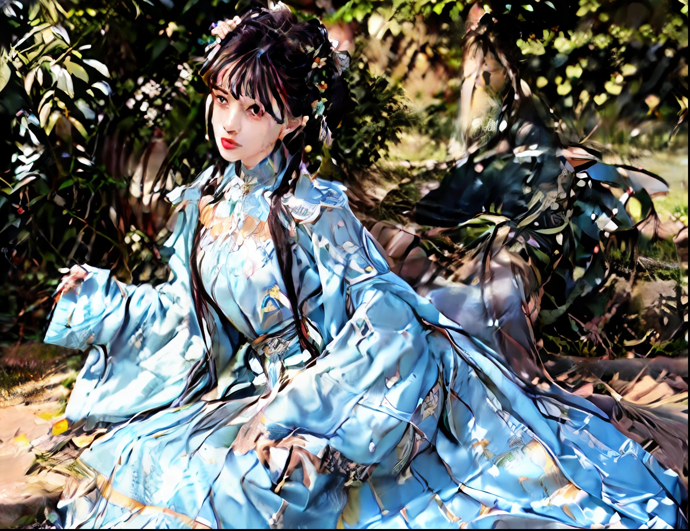 extremely detailed CG unity 8k wallpaper,(masterpiece),(best quality),(ultra detailed),(ultra realistic),(Best character details:1.36),nikon d750 f/1.4 55mm,dynamic angle,professional lighting, photon mapping, radiosity, physically-based rendering,
outdoors,busy street,looking at viewer,blush,
1girl,mature female,milf,tall body,golden proportions,(Kpop idol),(shiny skin:1.2),(oil skin:1.1),makeup,[:(high detailed face:1.2):0.2]:,PureErosFace_v1,
((wavy gray hair and a sophisticated sense of style)),(aegyo sal:1),(puffy eyes),(eyelashes:1.1),(parted lips:1.1),red lipstick,wide shoulders,(medium breasts:1.1),(cleavage:1.1),animal ears,(big ass:1.2),thighhighs,
 Hanfu,collar button,ming,Ming Dynasty,Ming clothing