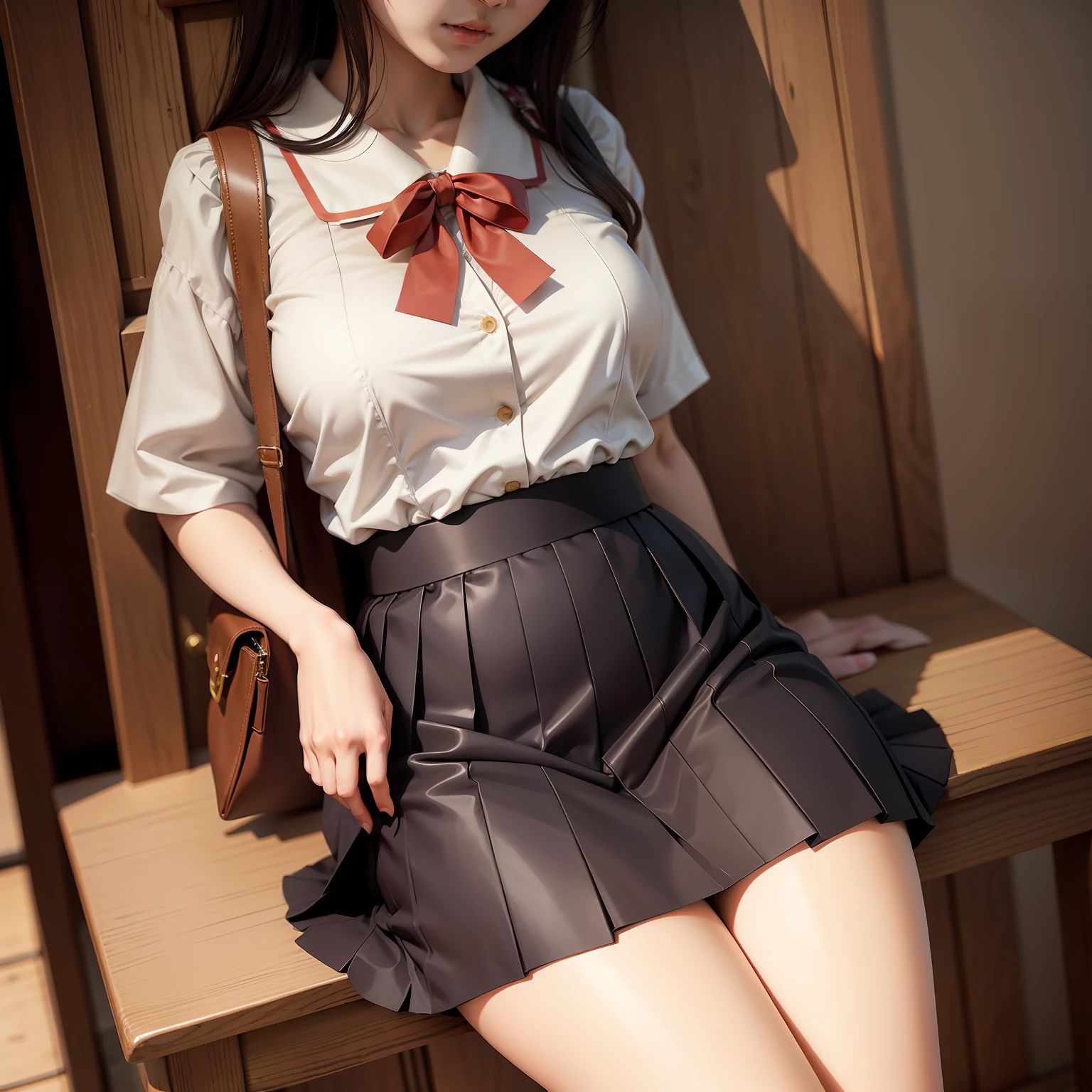 adolable，Japanese，pleatedskirt，Bigchest