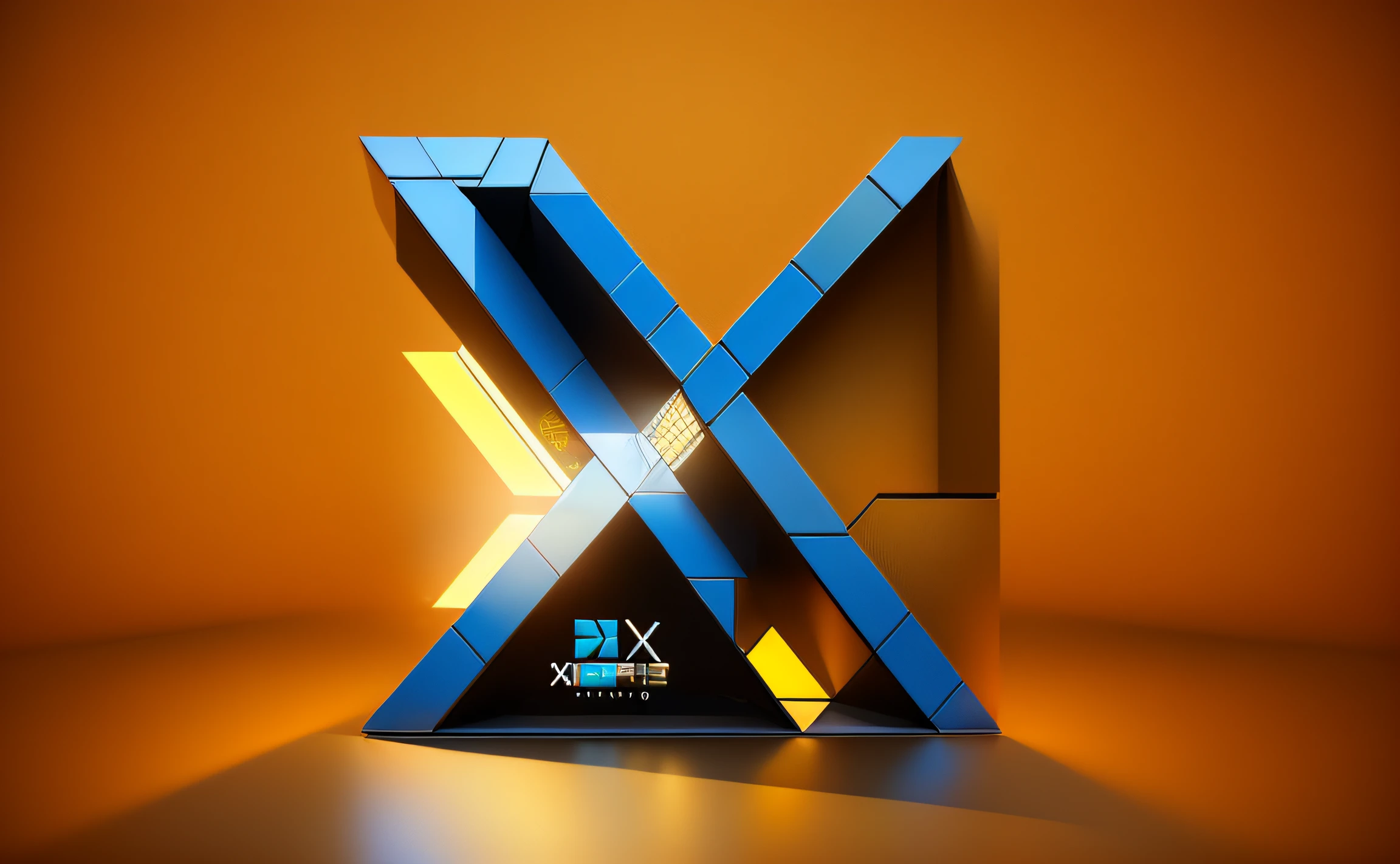 ((3D X shaped building )), imagem hiperrealista de x (((Logotipo X))), Artistic oil painting, ((Estilo conceito futurista)), ultra realista, ((desenho minimalista, Logotipo X)), com Fundo preto desfocado,