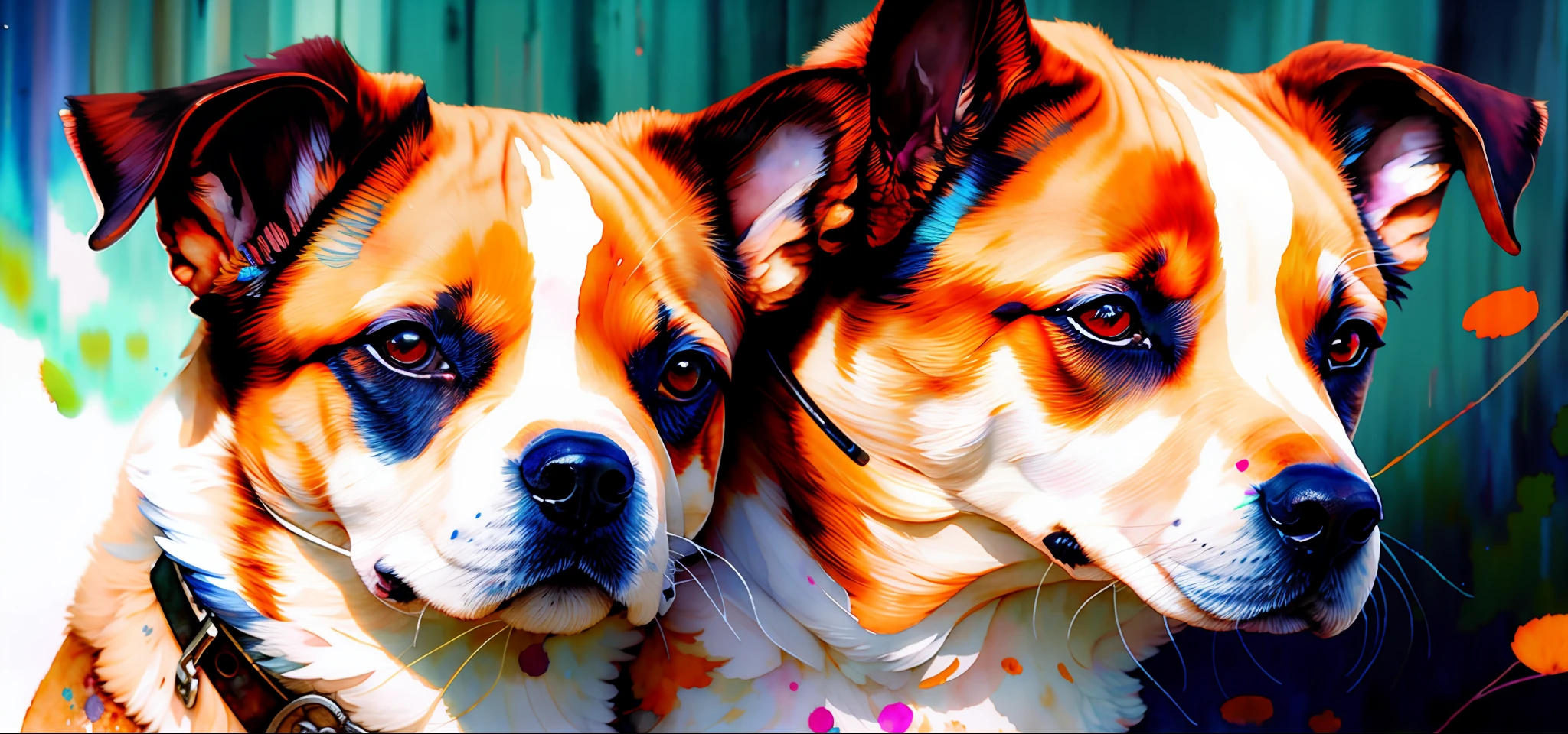 wtrcolor style, Digital art of (dog character), official art, frontal, smiling, masterpiece, Beautiful, ((watercolor)), face paint, paint splatter, intricate details. Highly detailed, detailed eyes, [dripping:0.5], Trending on artstation, by Rachel Walker