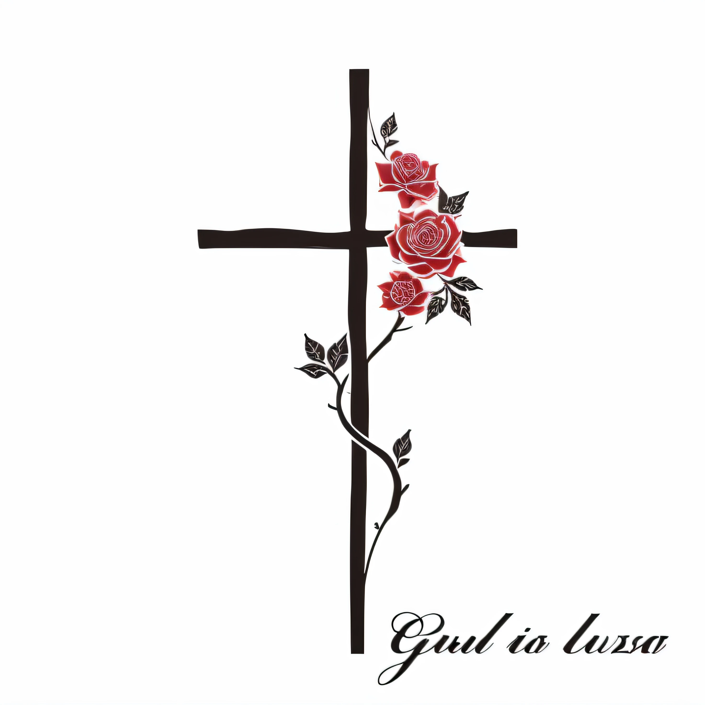 realista um close up de uma cruz com uma rosa sobre ela, cruz, divino, design divino, Deus como, gift, inspirado em Johann Rudolf Byss, imagemm de listagem, cross composition, Holy, Crucifixo, my rendition, Santa Cruz, imagem, design de tatuagem, inspirado em Johann Christian Brand, Directed by: Rodney Joseph Burn, inspired by Gyula Benczúr