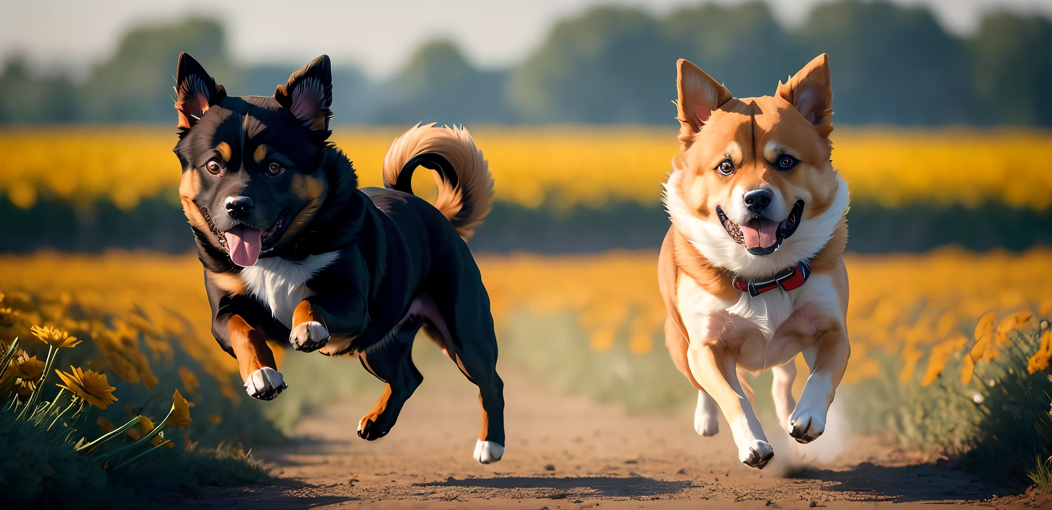 (((anime dog running through a field of flowers))), photorealistic, photo, masterpiece, realistic, realism, photorealism, high contrast, photorealistic digital art trending on Artstation 8k HD high definition detailed realistic, detailed, skin texture, hyper detailed, realistic skin texture, armature, best quality, ultra high res, (photorealistic:1.4),, high resolution, detailed, raw photo, sharp re, by lee jeffries nikon d850 film stock photograph 4 kodak portra 400 camera f1.6 lens rich colors hyper realistic lifelike texture dramatic lighting unrealengine trending on artstation cinestill 800,