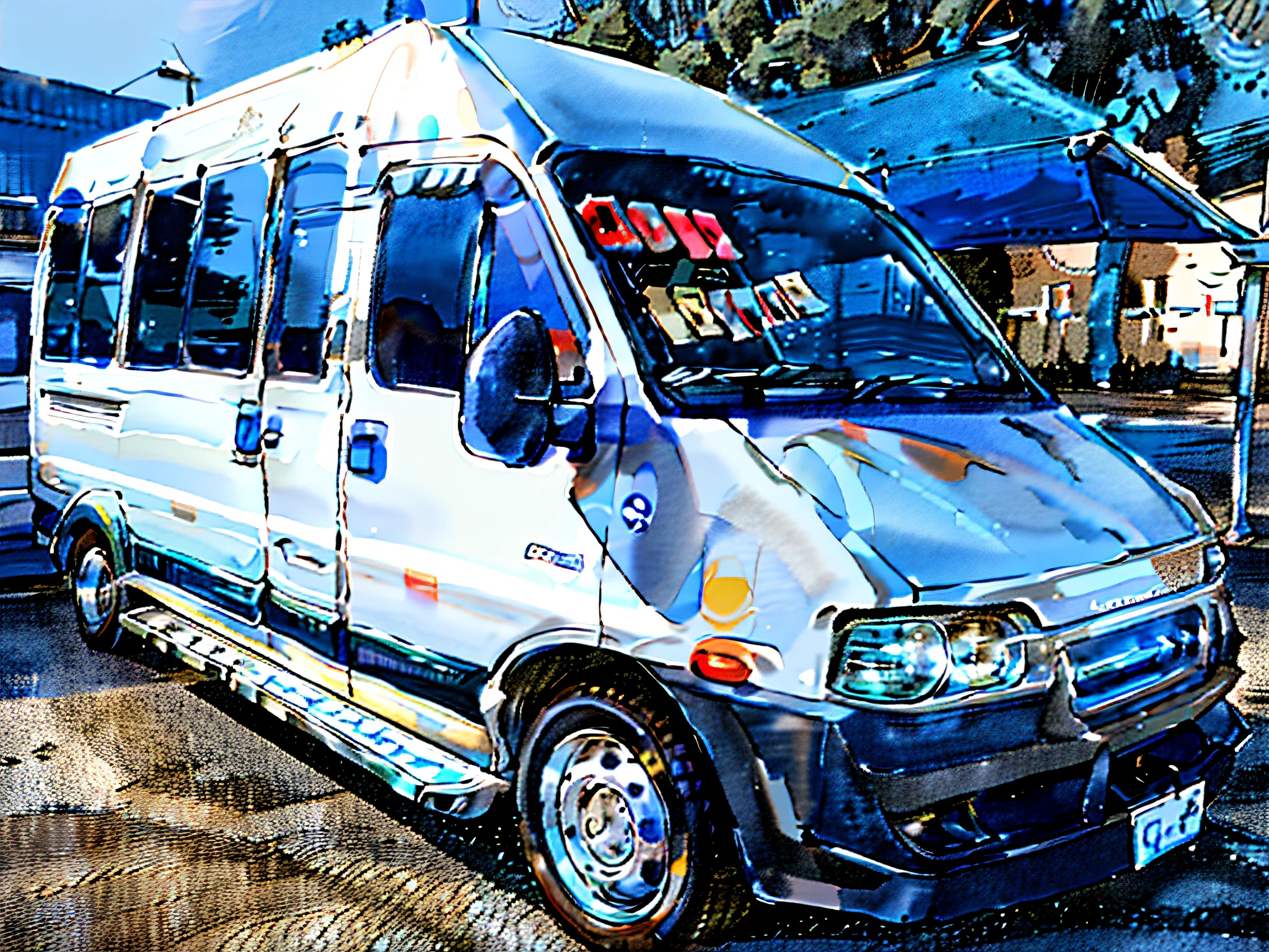 There is a white van parked on a lot with a blue tent, microbus, 2 0 0 0, 2000, Peugeot Prestige, 2263539546], 4 0 9 6, ano 2 5 0 0, 1 9 9 9, 1999, Manual, 2004, 2 0 0 4
