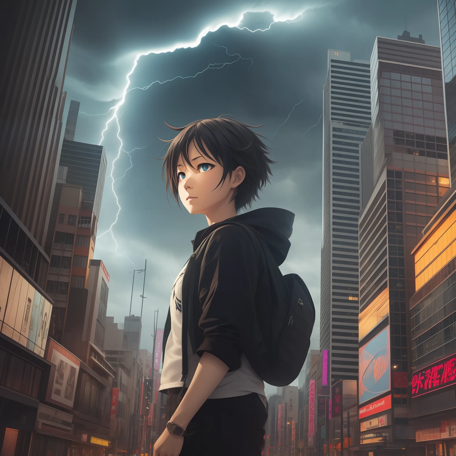 Dark sky(typhoon)(Eye of the wind)(Punk style)Over the city