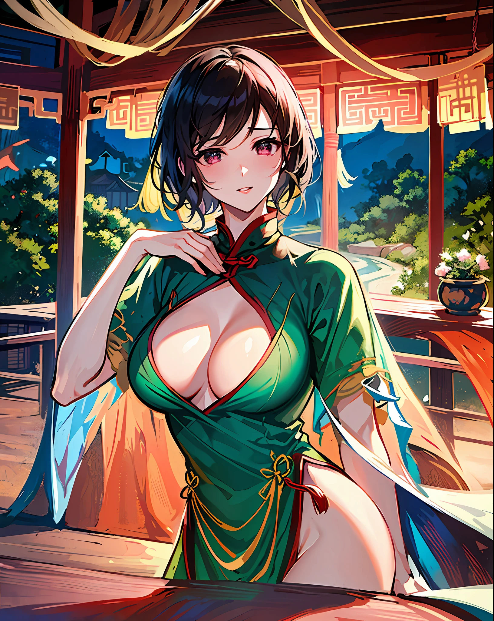 (Unbeatable masterpiece, ultra realistic 8k cg, Perfect artwork, perfect women figure,dramatic shadow,Ray tracing),
( spotlight,Perfect lighting,Detailed light,dramatic shadow,Ray tracing),
(Mature female, A MILF, An extremely delicate and beautiful:1.2),
(Seductive posture, Suggestive sexual behavior,Dressing sex),((Large breasts:1.1)),(abundance:1.3),(Short hair:1.5),
Wide hips, (wie z_swarm,ancient chinese background, The Chinese model, Shawl, plumage, Hanfu, Detailed clothes,Chinese pattern dress:1.2), (Indoors + dark vibe atmosphere + Chinese Garden + Pavilion + Peaceful + bridge + green trees),One girl,full bodyesbian, torn cloth, Open legs, hand behind head, Underarms, , Tears, Humiliated, 浴室,Long hair,Heart-shaped pupils, Torn clothes, upper legs,Pathetic,exhibitionism,Clothes open,breasts out