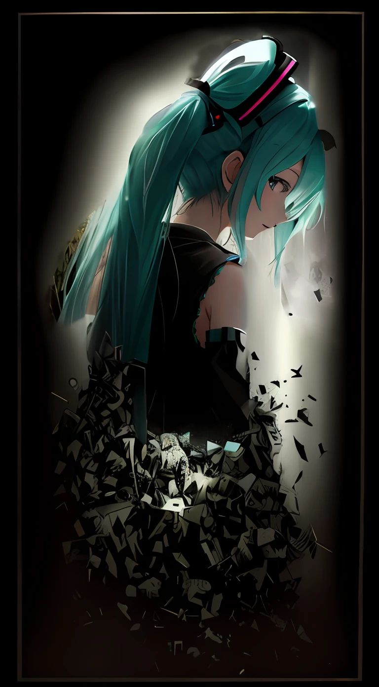 Hatsune Miku's body crumbles like rubble、Dramatic