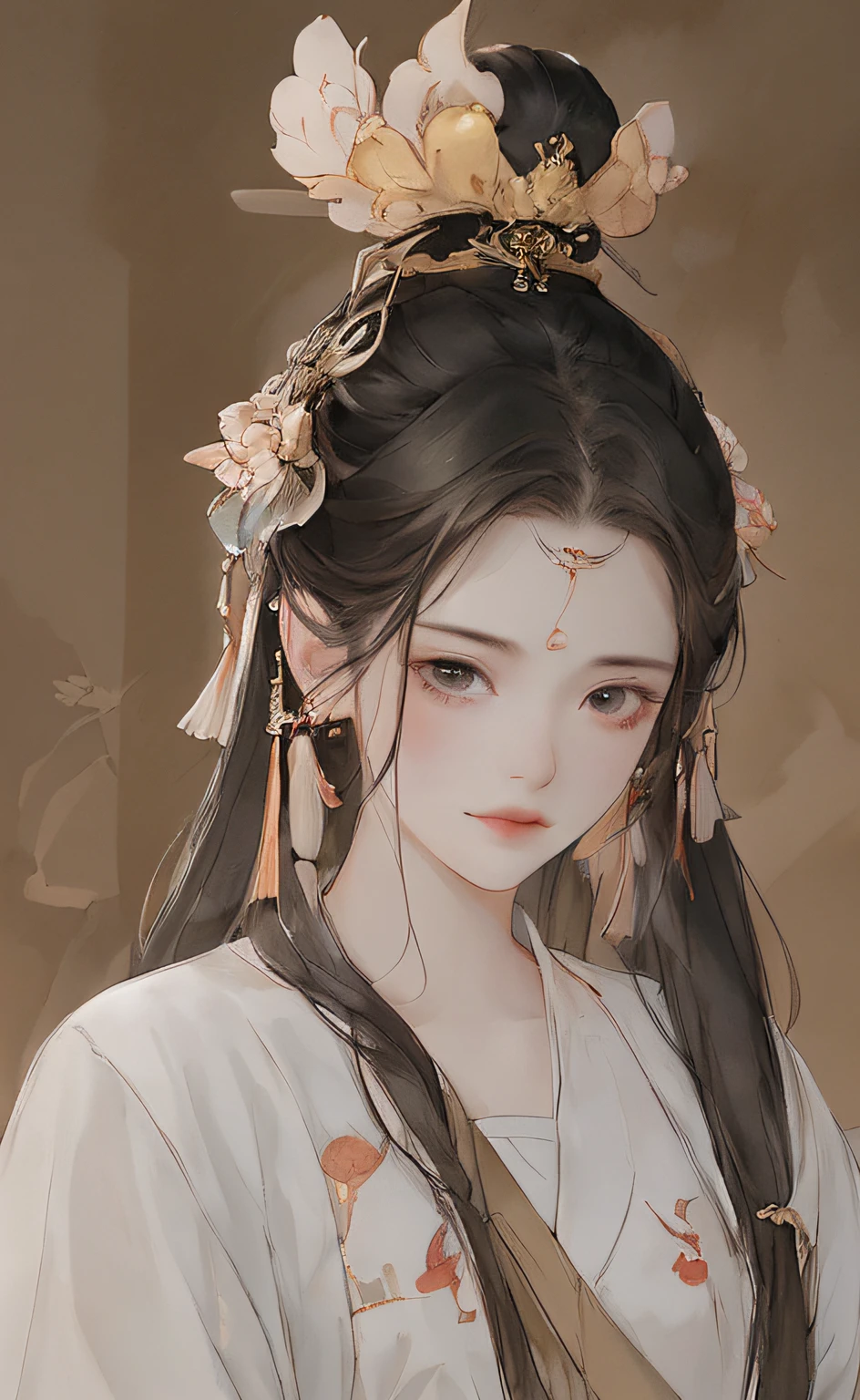 A girl, ancient Chinese costume, whole body, sunshine, clear face, clean white background, masterpiece, super detail, epic composition, ultra HD, high quality, extremely detailed, official art, uniform 8k wallpaper, super detail, 32k