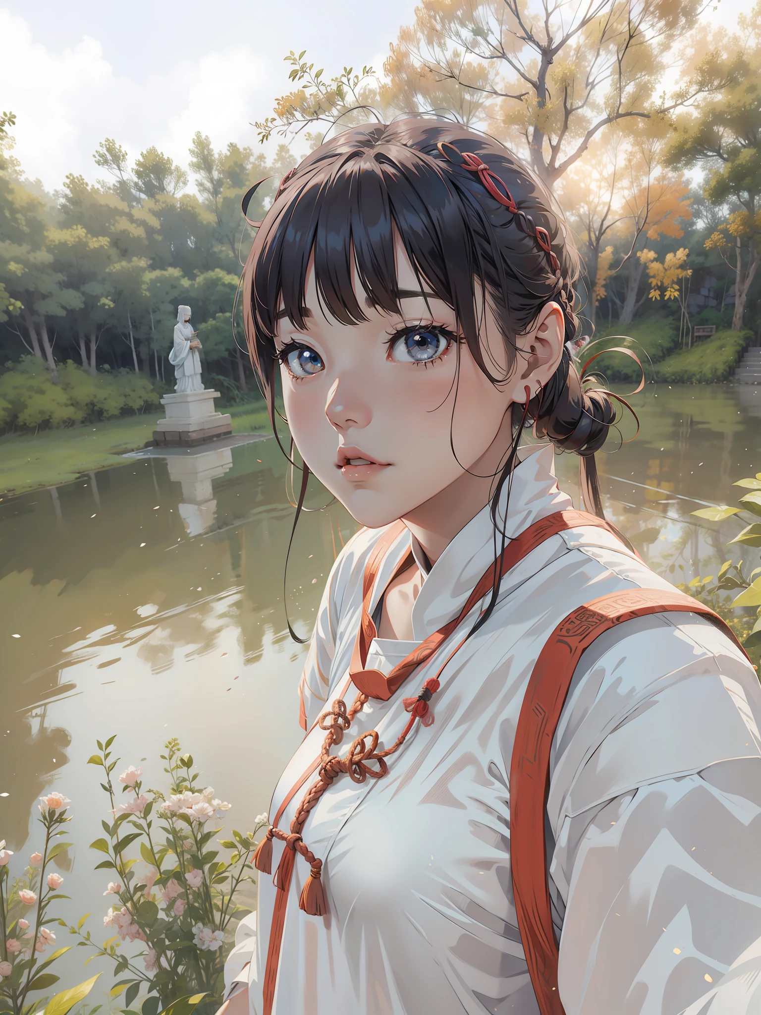 ancient wind,1个Giant Breast Girl,hair flowing,Yunxia,