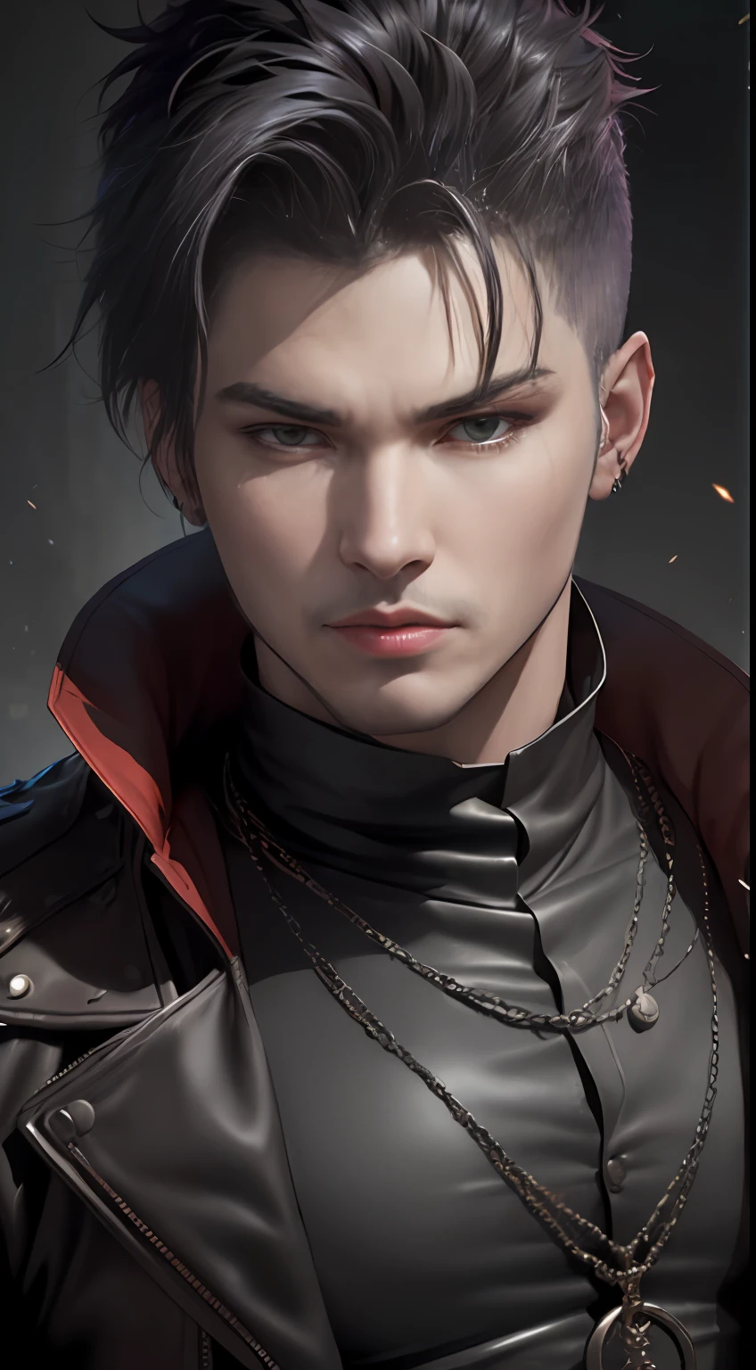 "(((portrait：Man in a dark scene)), (Adam Lambert's look), Monster hunter style, (Horror suspense, Imami-style horror), tmasterpiece, Perfect face)"