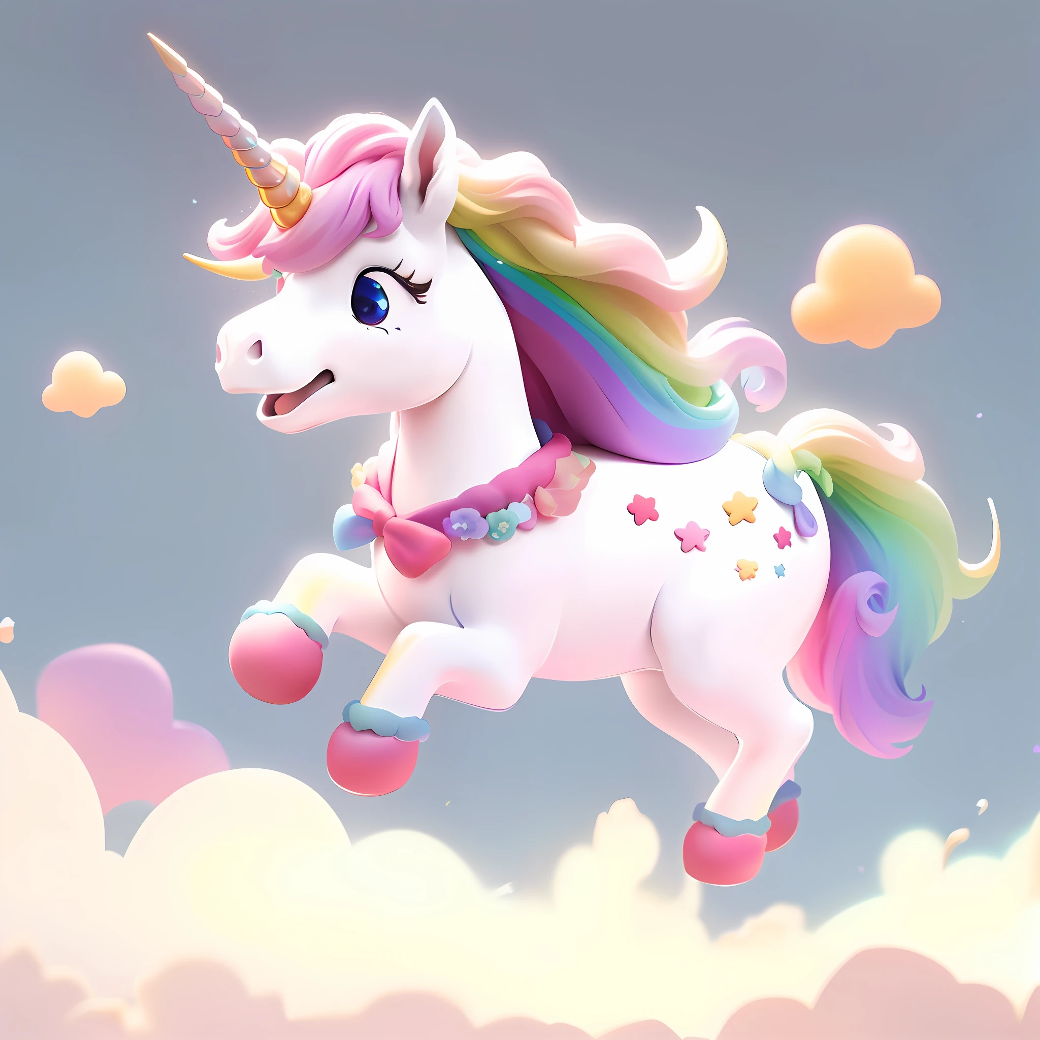 rainbow unicorn，8K， super-fine，Lots of detail，（Rounded and cute shape）（Rounded lines）（tmasterpiece：1.2，best qualtiy），（Very detailed face，Real pictures，Realistic skin，photorealistic body，Complicated details），