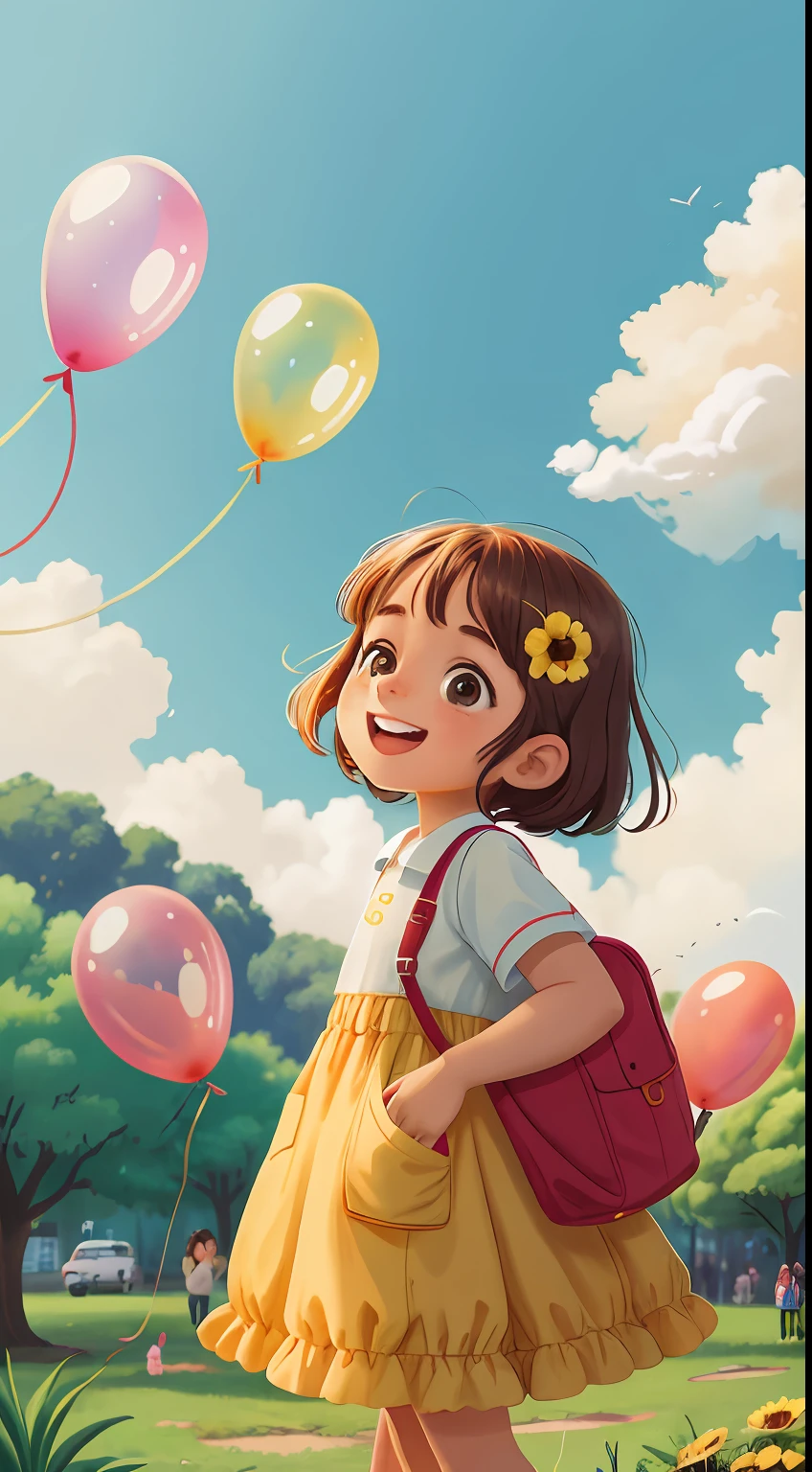 Uma menina, parque, many floating balloons, feliz, feliz, sorrindo qualidade perfeita, foco claro (mess-house: 0.8), (obra-prima: 1.2) (realista: 1.2) (bokeh) (melhor qualidade) (pele detalhada: 1.3) (detalhes intrincados) (8K) (olhos de detalhe) (foco nítido), (feliz)