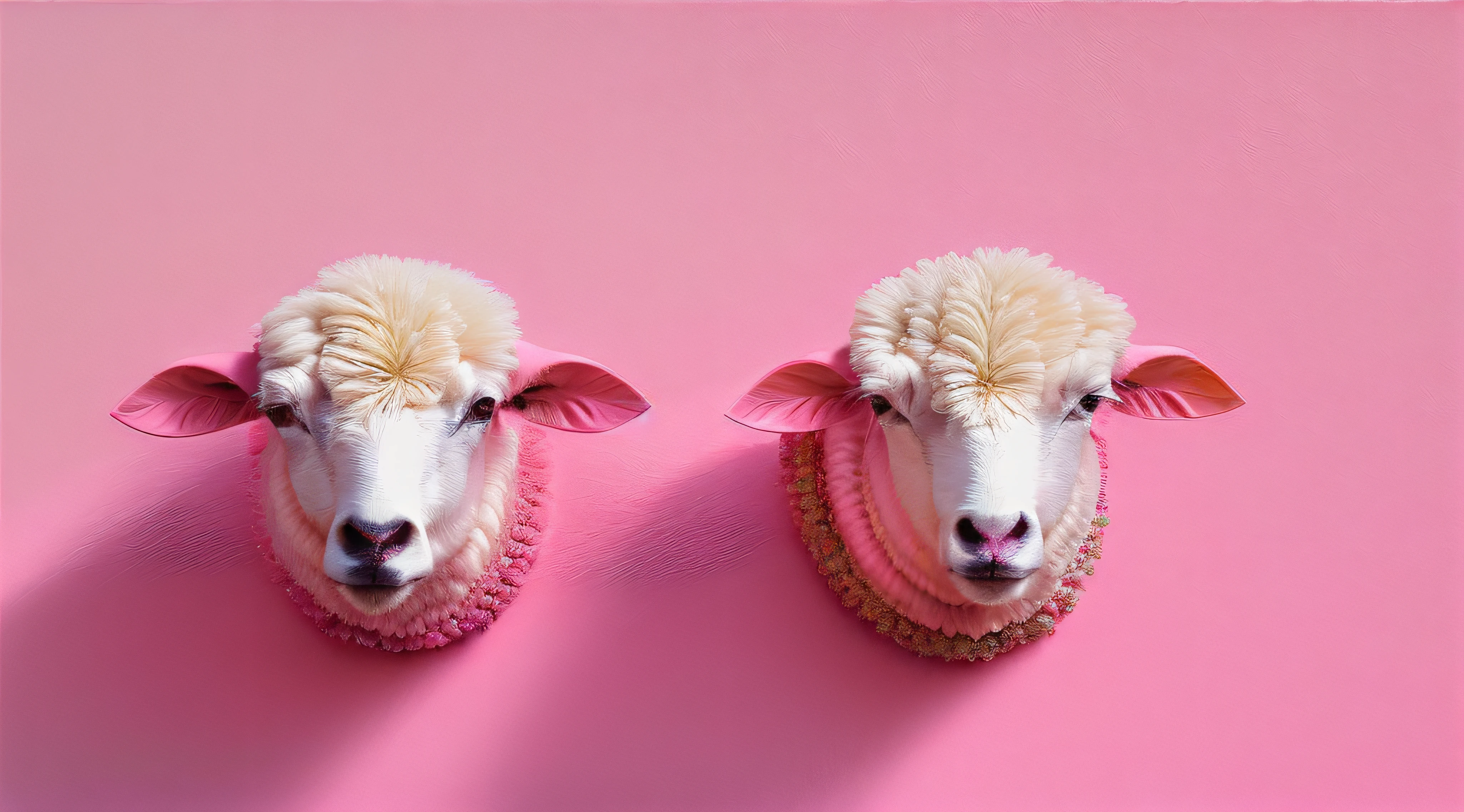 Realistic sheep born from pearls, simple background, No human, The appearance should be inspired by a unique painting style, Found in Cubism、Emphasis on texture and intricate details。, Iray shader, Soft pink, pink reflections, pearl sky, paradise pink, Pastel colors, pink pastels, conceptual art, minimalism, High quality