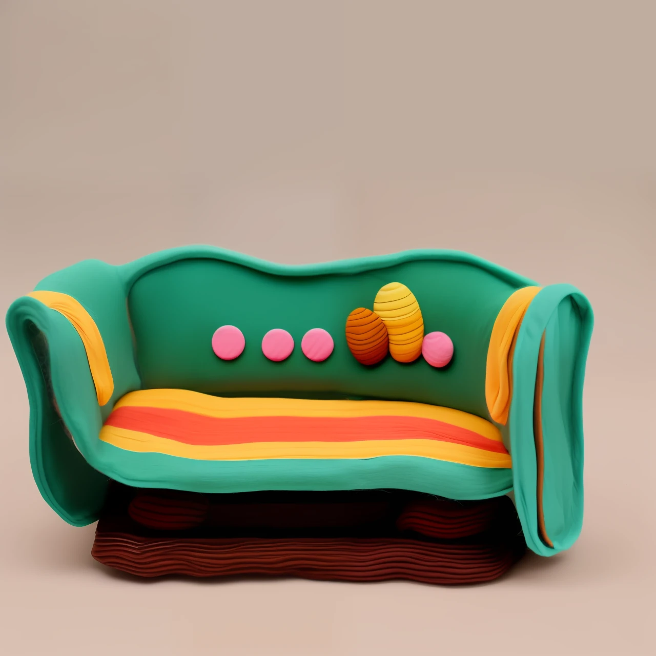 A colored cloth caterpillar bench