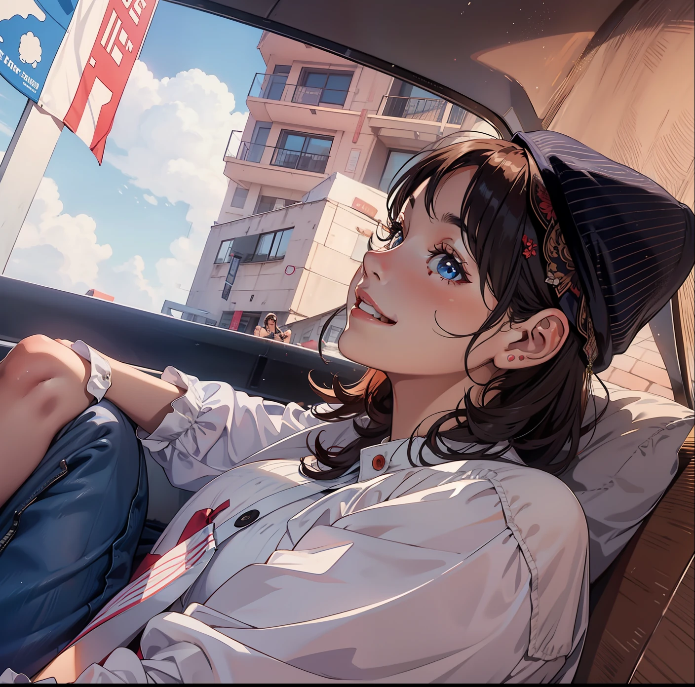 one-girl,having fun,Smile sweetly,Hats