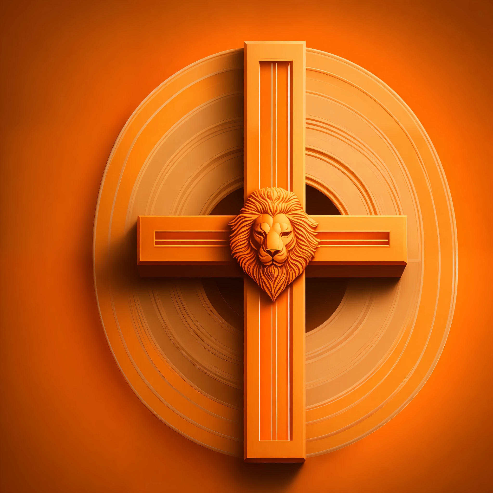 The cross is made of a thick, orange line, and is positioned in the center of the logo. 

The logo is simple, mas poderoso. The cross is a strong symbol of the Christian faith, The logo is also clear and concise, and it's easy to understand, with a lion in the background