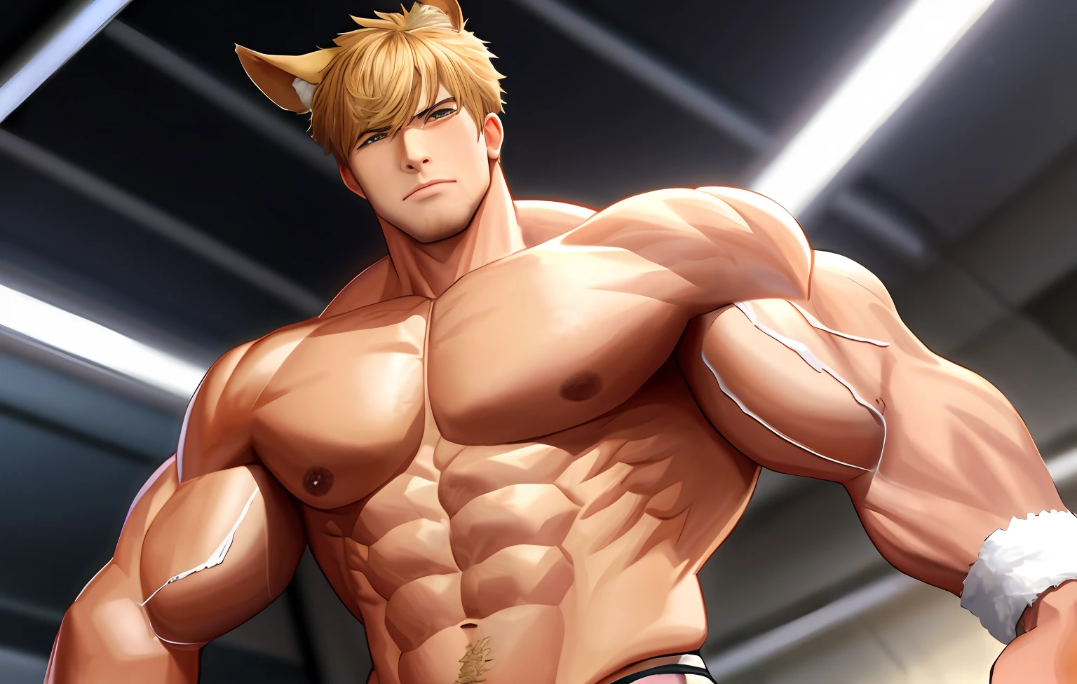 Strong males,musculature,dog ears,Semen,nakeness