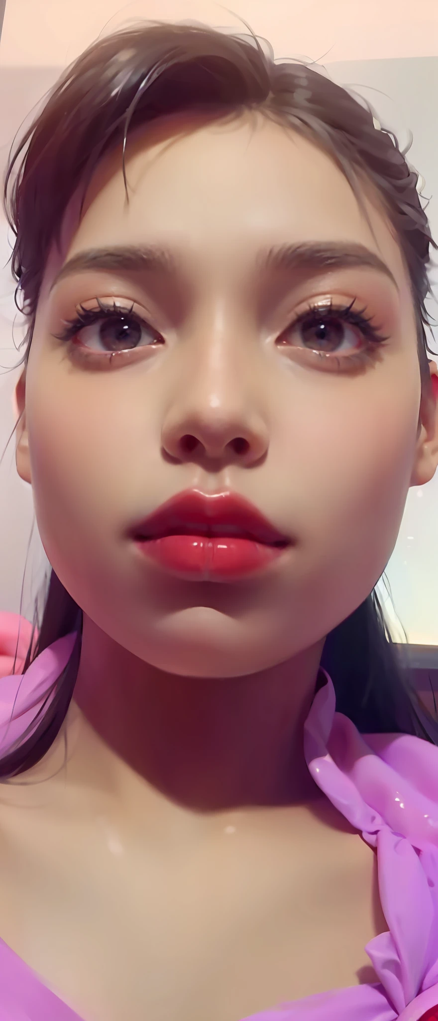 black hair, Surrealism, 8k, super detail, red lips.