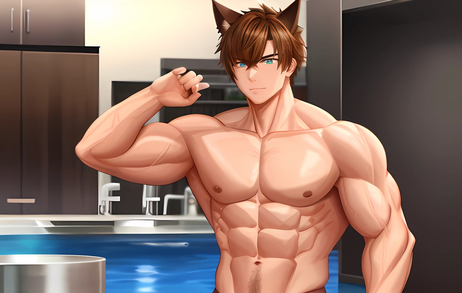 Strong males,musculature,Dog ears,Semen,nakeness