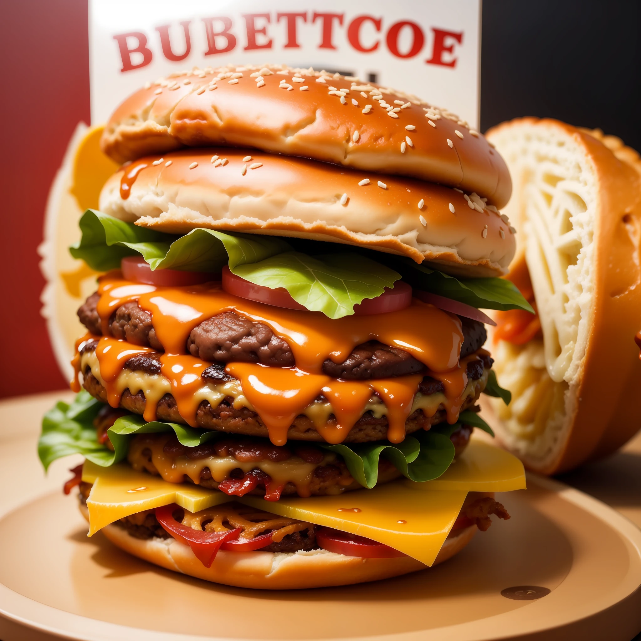 poster written hamburger promotion a photo of a delicious burger, escrito aproveite essa maravilha