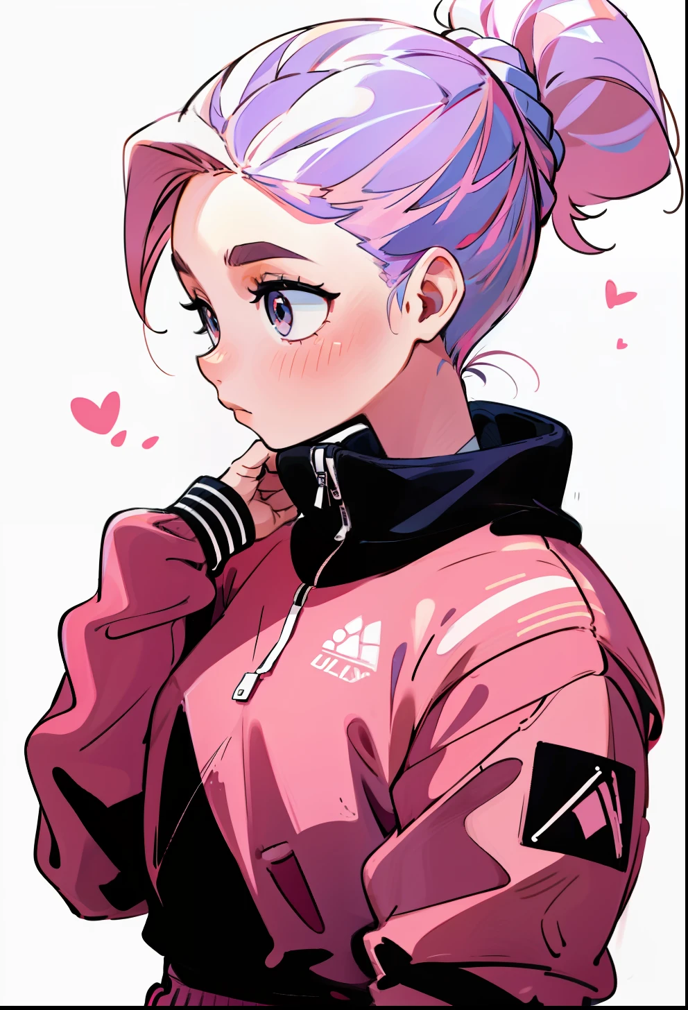Ponytail hair, 1Girl, sportwear, Rose Gold color hair