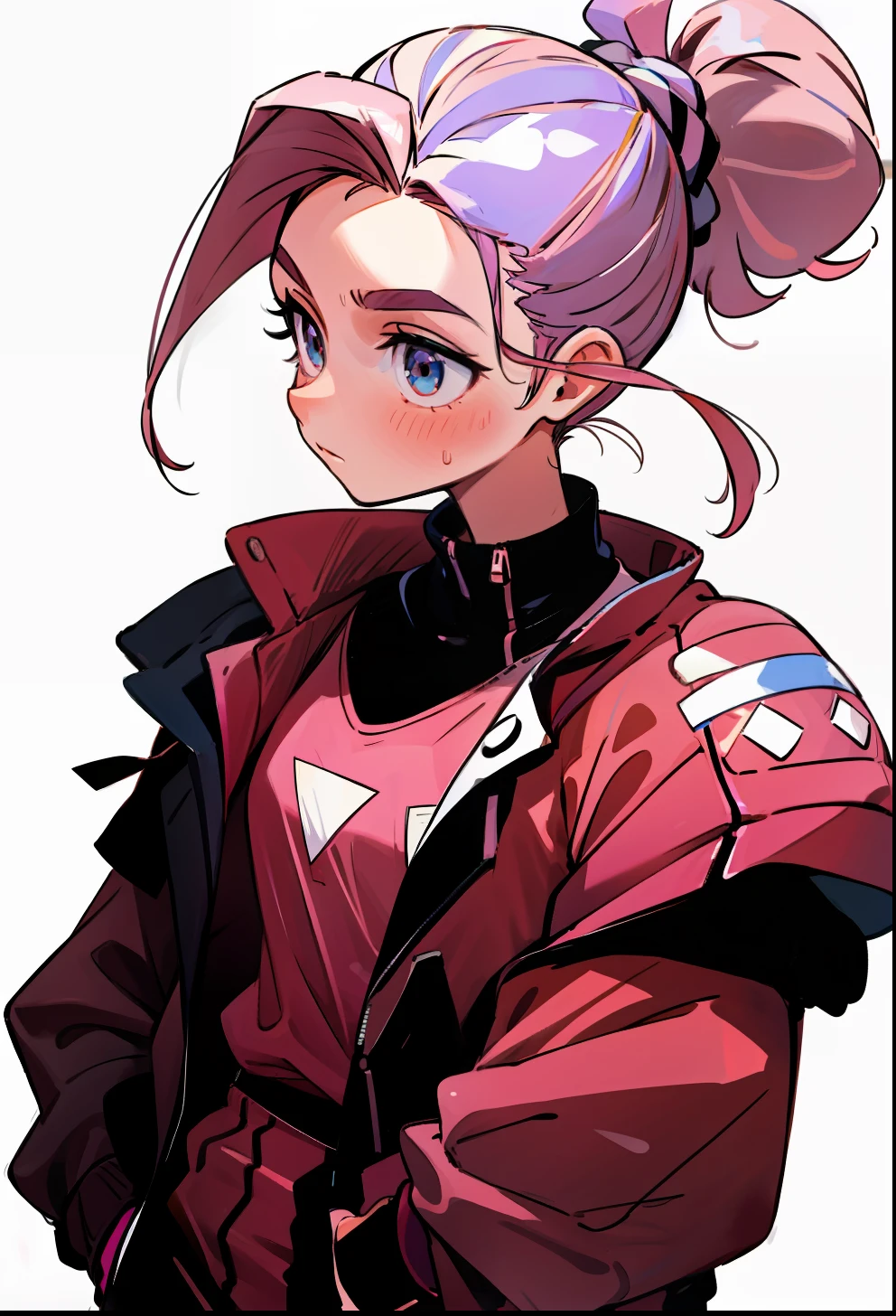 Ponytail hair, 1Girl, sportwear, Rose Gold color hair