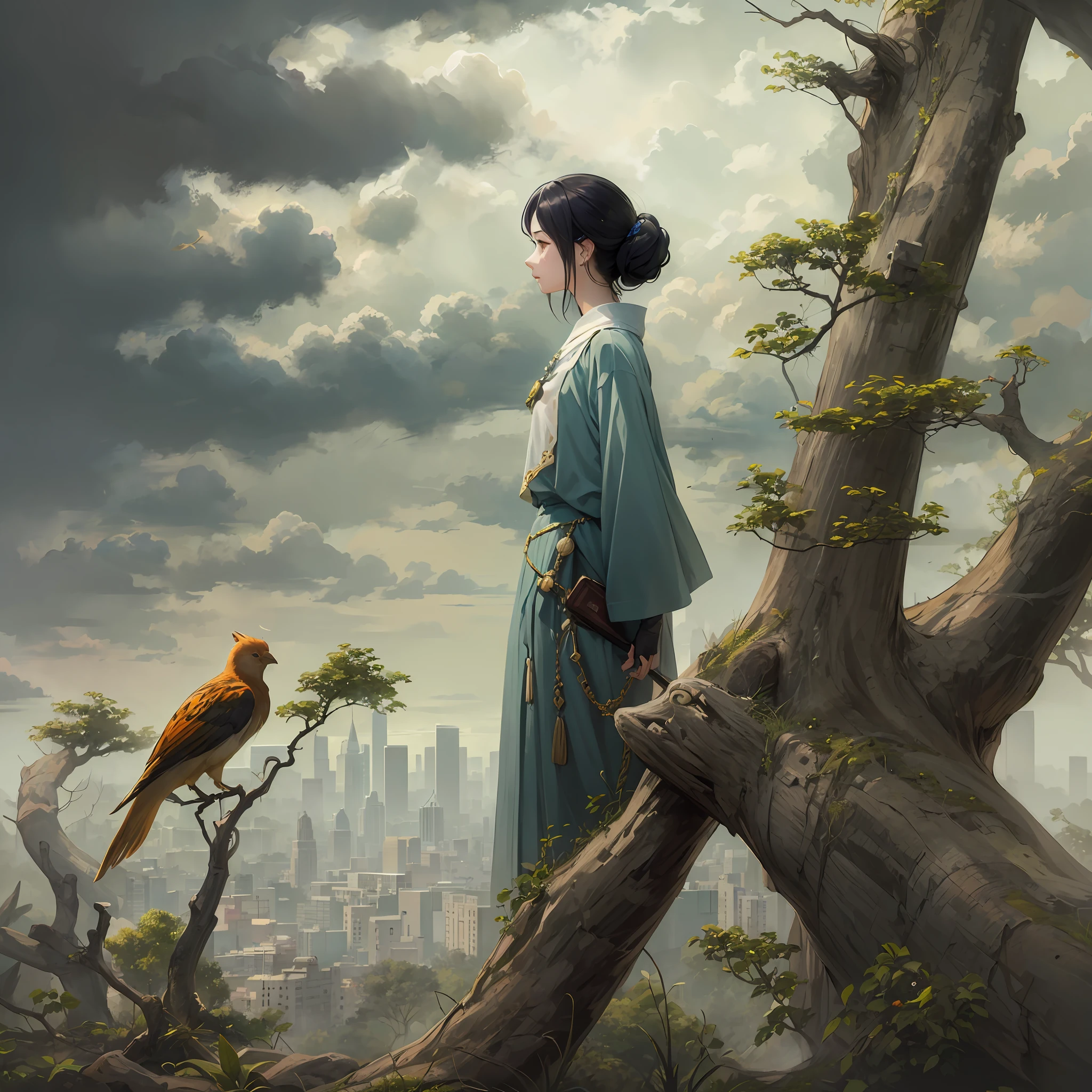 Cloudy afternoon, Lonely woman、Arrogantly stands proudly on the highest hill of the vast hill of the City Zoo. While admiring the diverse landscape of the enclosure, Her eyes hang from a terrible beast to a little bird, Take in the vast tapestry of his previous life. Her stance exudes an air of arrogance, Born believing in human superiority, The belief that man is the pinnacle of evolution. His gaze, however, Stray upwards from the Earth towards the celestial body above. Her lips「We are not alone」When you move to utter words,「The irony of the statement hangs heavily in the air. There, Surrounded by the manifestation of the diversity of life on Earth, She stares into space, I want to find a life form similar to me. yet, The irony is palpable, Her pride is、Because with her perceived grandeur blinds her to reality, She's really alone. Her belief in the exceptionality of her species was、Many on her home planet々Even the life of、Keep her away. The sights and sounds of nature play around her, Rustling leaves, Chorus of animal sounds, however、She remains lost in her thoughts, Unaware of the paradox of her existence. Her arrogance in the face of natural plurality, Her Hope for Extraterrestrial Intelligence,While denying the intelligence of the life forms that surround her, Highlight the caricature of loneliness, Self-centered human beings."
