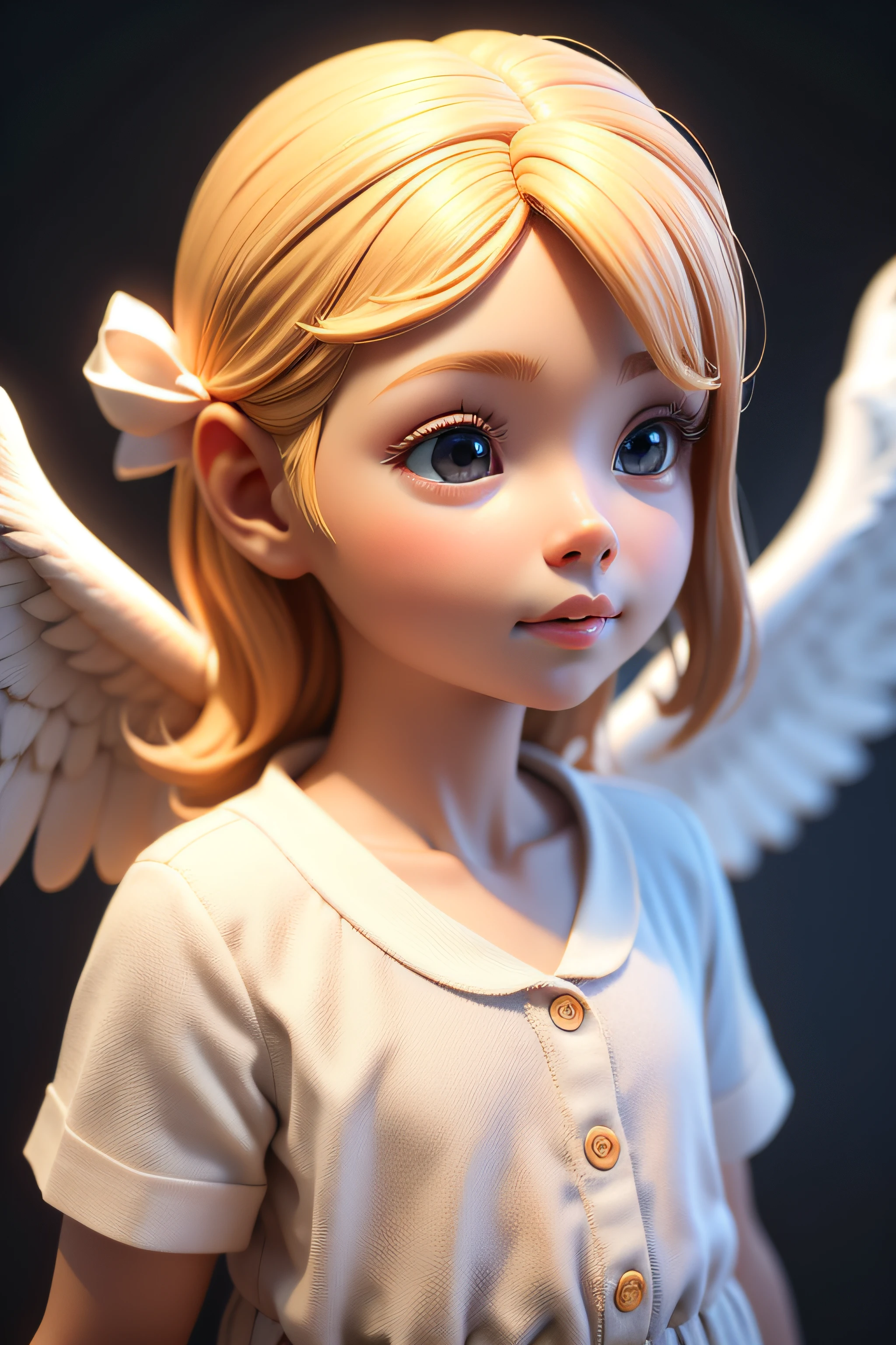  Anjo, obra-prima, melhor qualidade, trabalho de rending 3d, estilo 3DMM, close-up, retrato, 3D, 4K