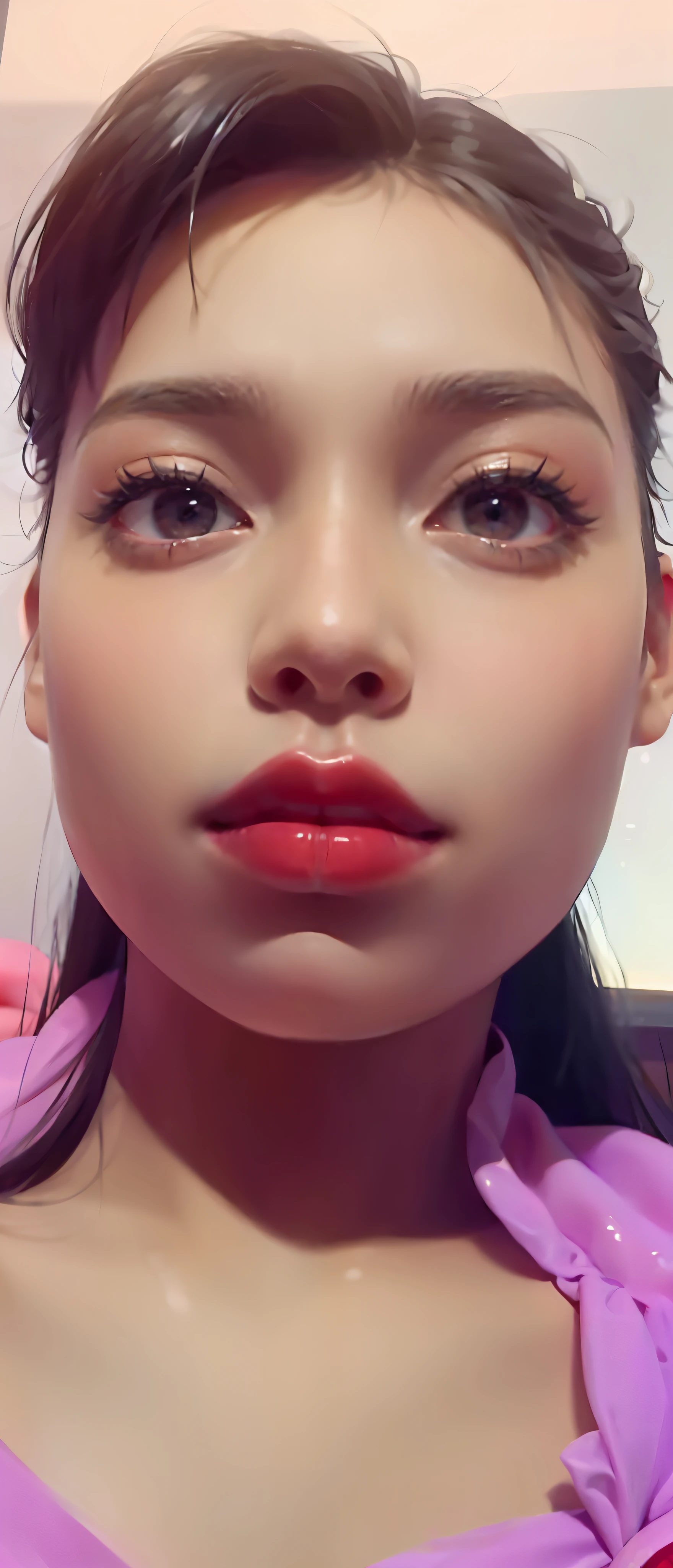 black hair, Surrealism, 8k, super detail, red lips.