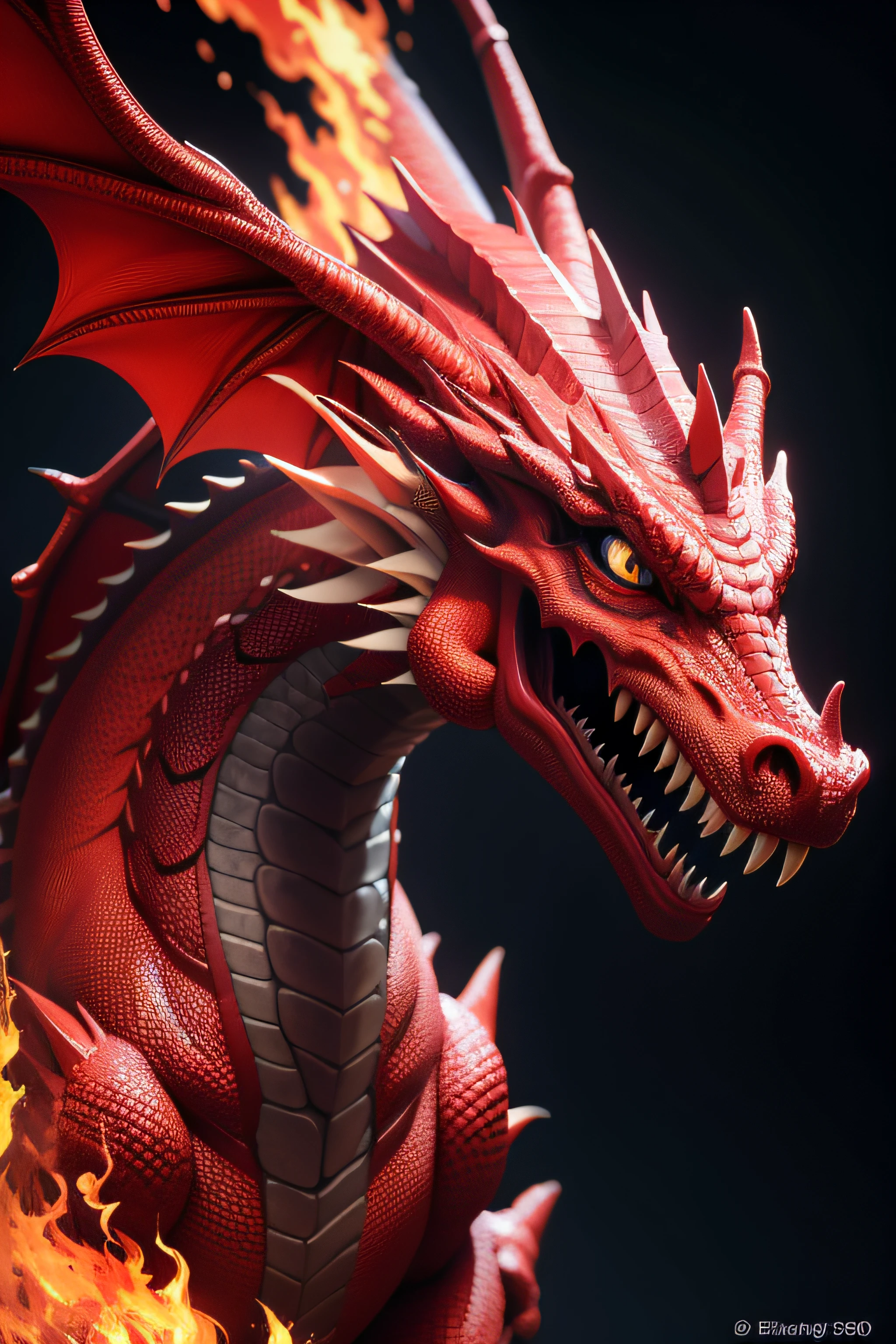 Dragon letting out fire, obra-prima, melhor qualidade, trabalho de rending 3d, estilo 3DMM, close-up, retrato, 3D, 4K.