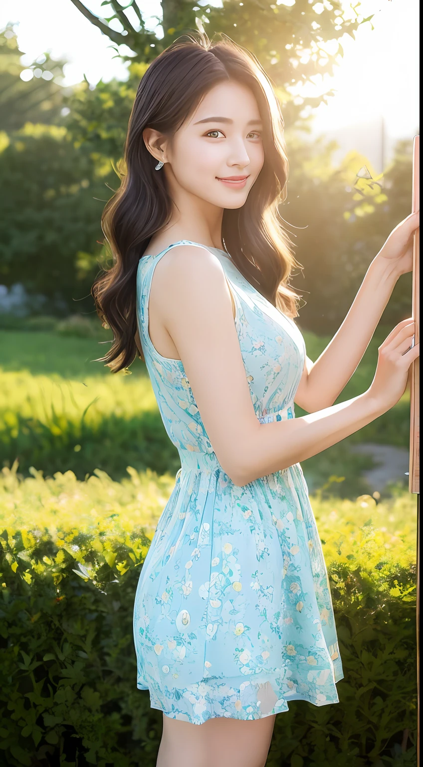 ((top-quality、8K、​masterpiece:1.3))、1girl in、Slim Abs Beauty:1.3、(Hairstyle Casual、huge tit:1.2)、doress:1.1、A woman with the image of the beginning of a new day、It stands in a clear appearance。Her hair is in a light shade、It shines in the light of the morning sun。

Her eyes have an awakening glow、A gentle smile expresses her morning vitality。She wore a dress inspired by a clear morning.、I have a fresh flower in my hand。In the background, a beautiful scenery with the rising sun is drawn.、Qing of the morning々You can feel the feeling of。

This masterpiece is painted in the highest quality、Female Qing in the image of the morning々The figure is、Brilliantly expressed by bright colors and detailed design。