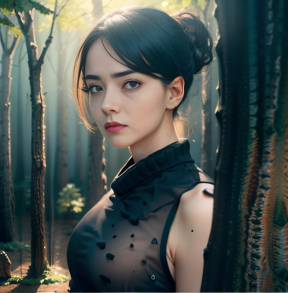 Masterpiece, hd, realistic, (8k, RAW photo), match the original image, mole, woman, cool face