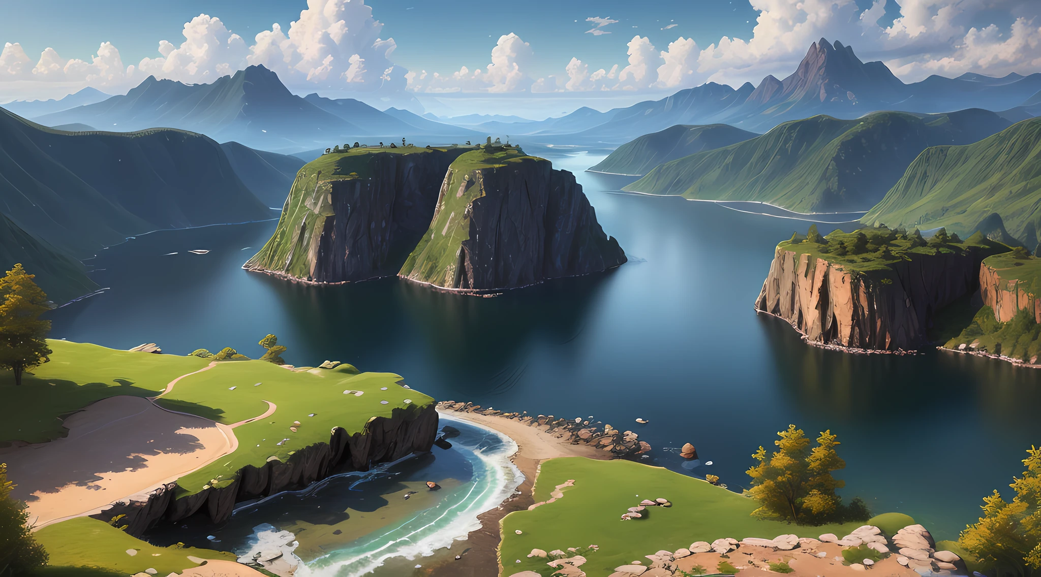 landscape, water, (extremely detailed CG unity 8k wallpaper), most beautiful artwork in the world, professional majestic oil painting, intricate, High Detail, Sharp focus, dramatic, photorealistic painting art