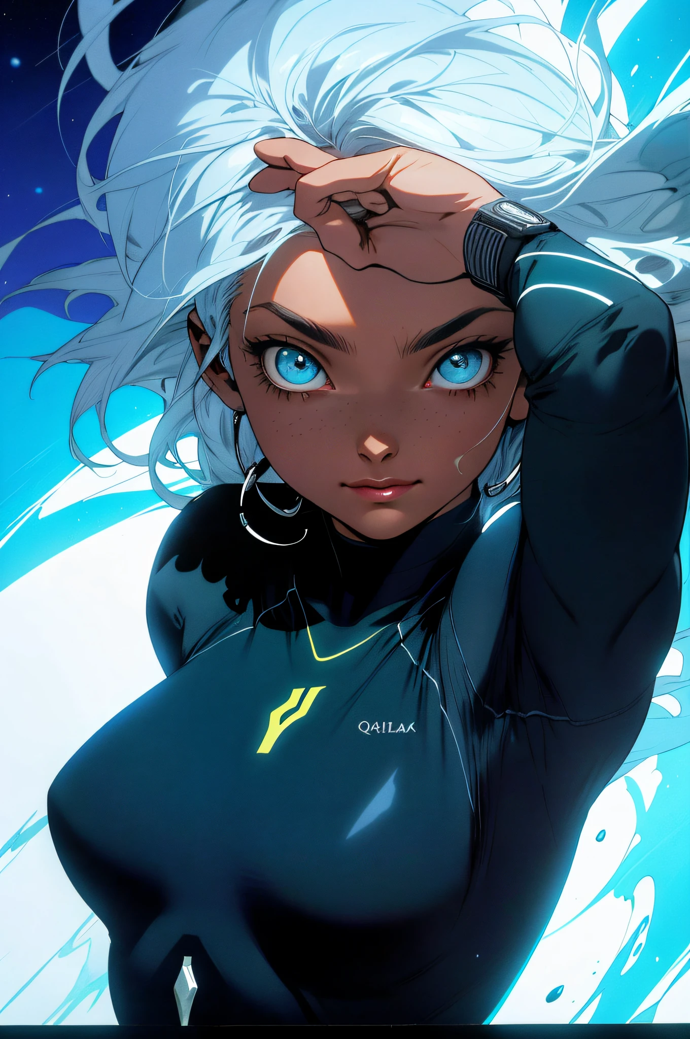 melancholy lighting, tranquila, calma, brilho, obra-prima, melhor qualidade, 1homem, (JinxLol:1.2), (ultra fotorrealista:1.3), (obra-prima:1.4), melhor qualidade, ((realista)), alta qualidade, ultra detalhado, ((Imagem real)), ((pele realista)), ((rosto realista)),(illustration:1.05), (linda:1.05), (belos olhos detalhados:1.05), (cinematiclight:1.1), azul claro destaques, corpo inteiro, ororo, retina branca