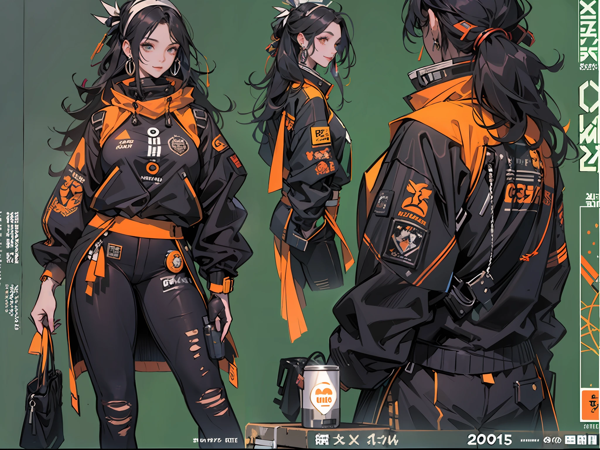 Best quality,tmasterpiece,Ultra-high resolution fills the picture,Indoor at night,Cafe in the sky,Orange color scheme for the café,There was coffee and beer,Cans,the night,inside in room,Coffee machine,Coffee lockers,Orange neon color scheme,Silver-white hair,Black fashion clothing,Orange and black matching outfits,boxer,Cafe beautiful girl,cyberpunk backgrouns,The background is colorful,Lateral face,Smiling,Various laid-back poses,Perfect makeup,Love eyes,8K quality,cyber punk perssonage,sense of science and technology,Character backlighting,rim-light,Movement changes,Flowing hairstyle,Loose hairstyle,The number of fingers is refined,The most beautiful girl in mankind,Wear a headband,Luminous accessories,Luminous earrings,Wear delicate accessories,Delicate close-up of the face,Realistic image quality,Super light and shadow,Very good figure,Meticulous,Have a cup or coffee on the roof in the evening,Very good figure,Raised sexy,luminous,Cool,Very stylish café,Cafe at night,opulent,Have food,Laugh happily,Hands can be placed in pockets