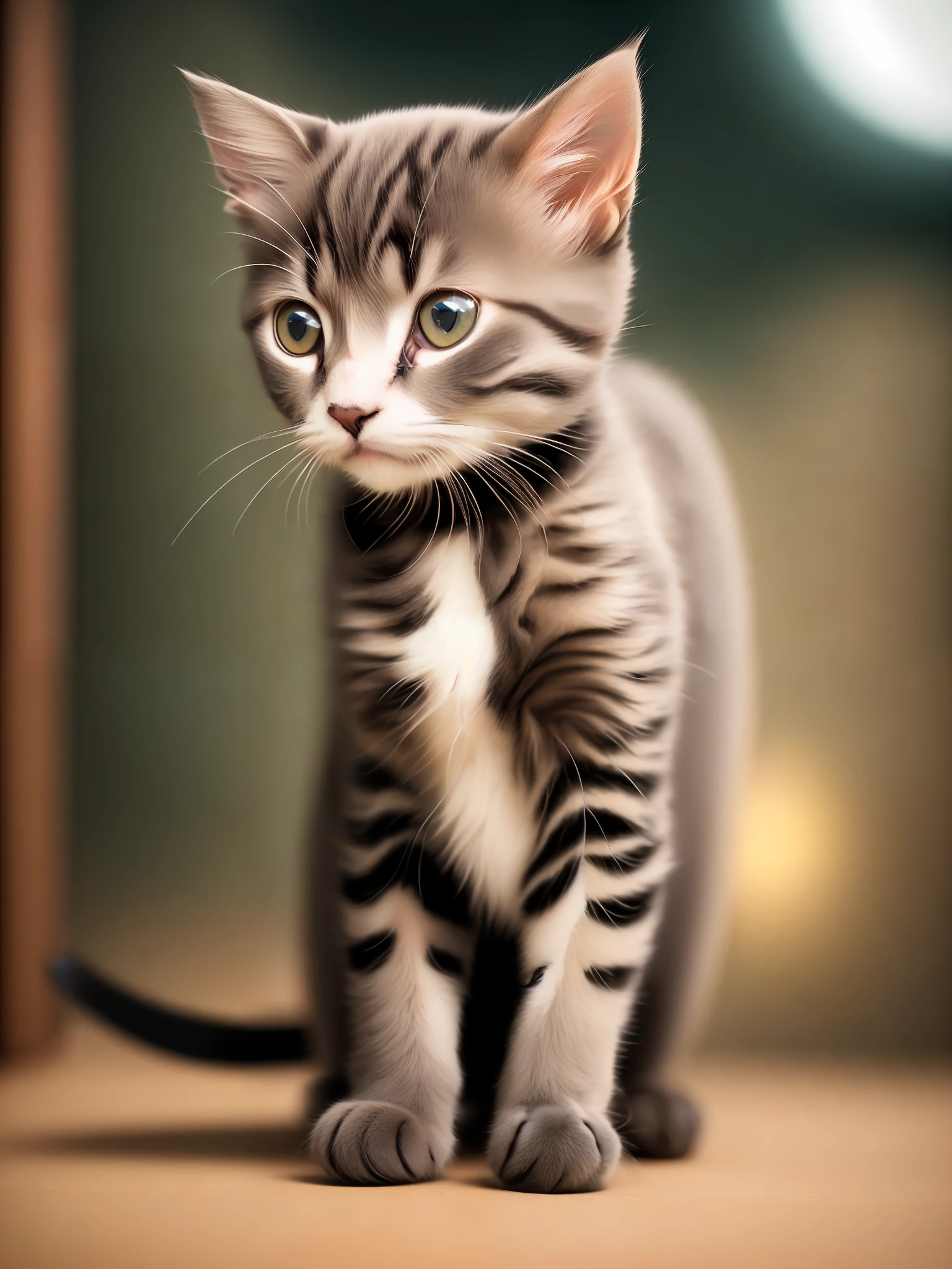 a cute kitten made out of metal, (cyborg:1.1), ([tail | detailed wire]:1.3), (intricate details), hdr, (intricate details, hyperdetailed:1.2), cinematic shot, vignette, centered