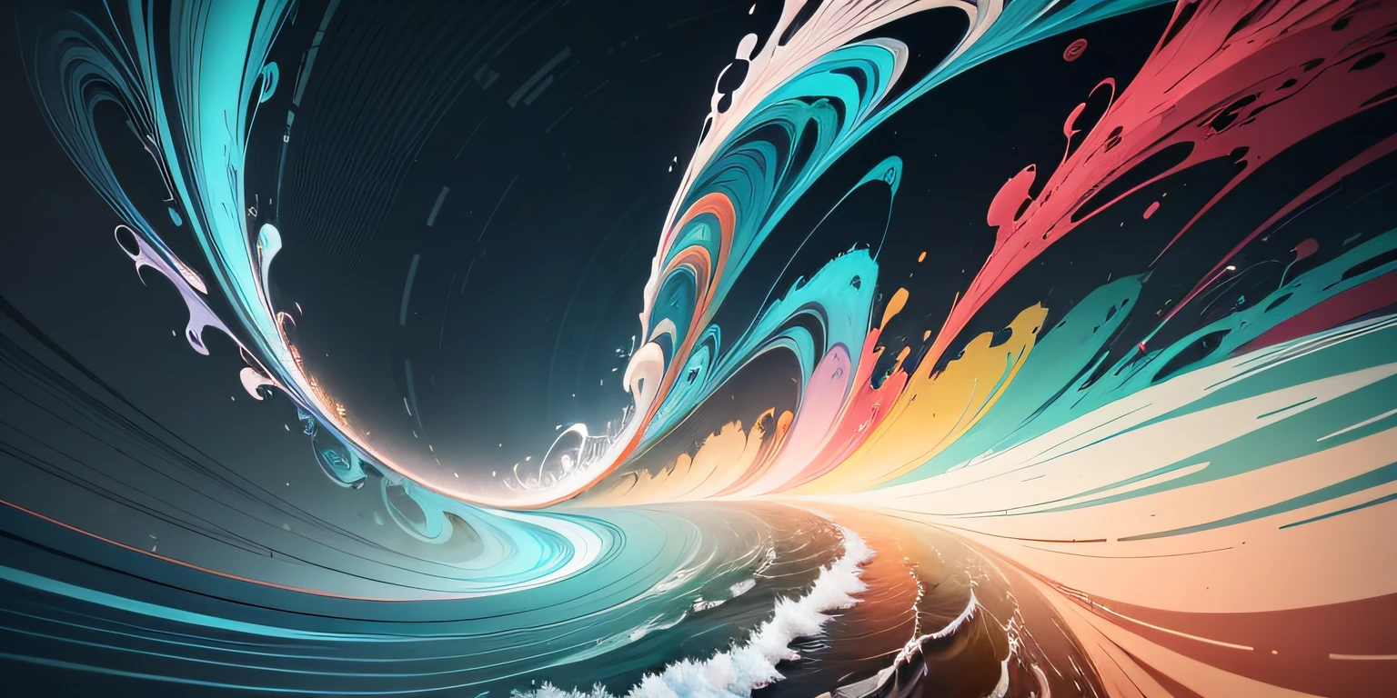 Create a mesmerizing abstract artwork with a focus on fluidity and movement. Use a rich and diverse color palette, blending hues seamlessly to evoke a sense of continuous motion. Explore the interplay between soft, flowing shapes and sharp, dynamic edges. Let the colors bleed and blend, giving the impression of swirling currents or energetic vibrations. Incorporate elements of nature, such as gentle curves resembling ocean waves, vibrant bursts reminiscent of blooming flowers, or energetic lines resembling gusts of wind. Merge these natural motifs with abstract forms to create a harmonious and captivating composition. Embrace the idea of serendipity and spontaneity as you allow the colors and shapes to organically take form. Encourage the artwork to unfold like a journey, inviting the viewer to explore and interpret the depths of the abstract landscape. This artwork should inspire a sense of wonder and fascination, drawing viewers into its mesmerizing world of colors and shapes. The blend of abstraction and nature will transport observers to a realm of imagination and emotion, leaving a lasting impression of beauty and creativity. --auto