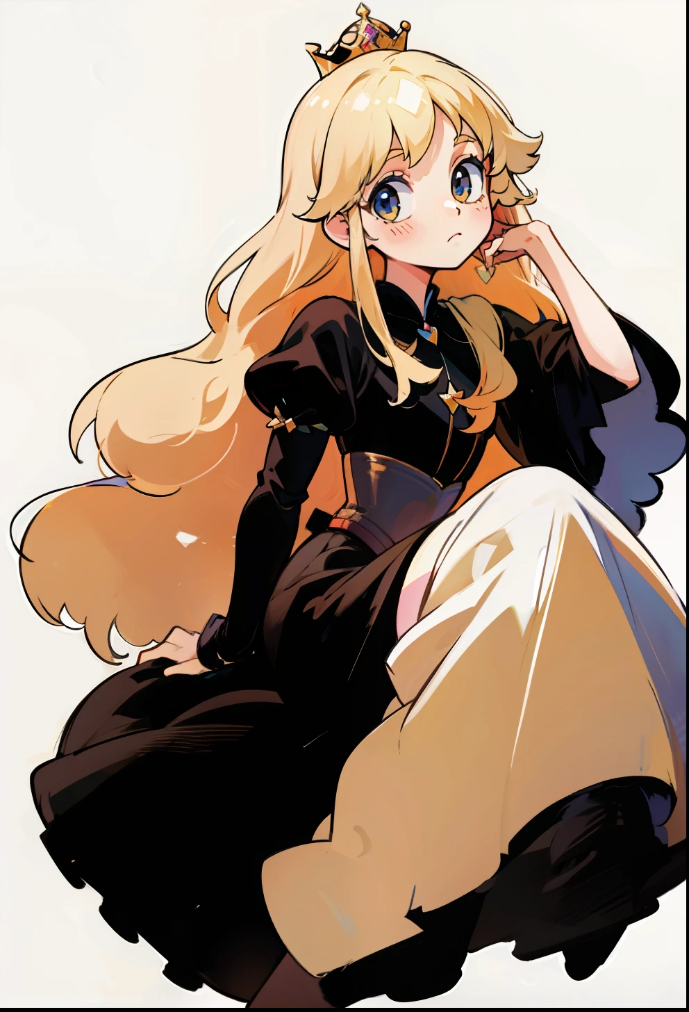 Half-up half-down hair, 1Girl, a blond, princess