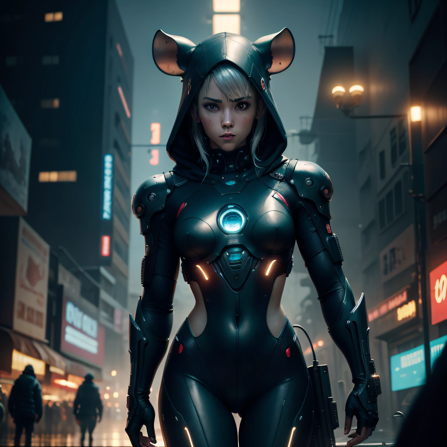 WATER MOUSE WITH HUMAN SHAPE. Cyberpunk, 8k, Filme Ultra HD,