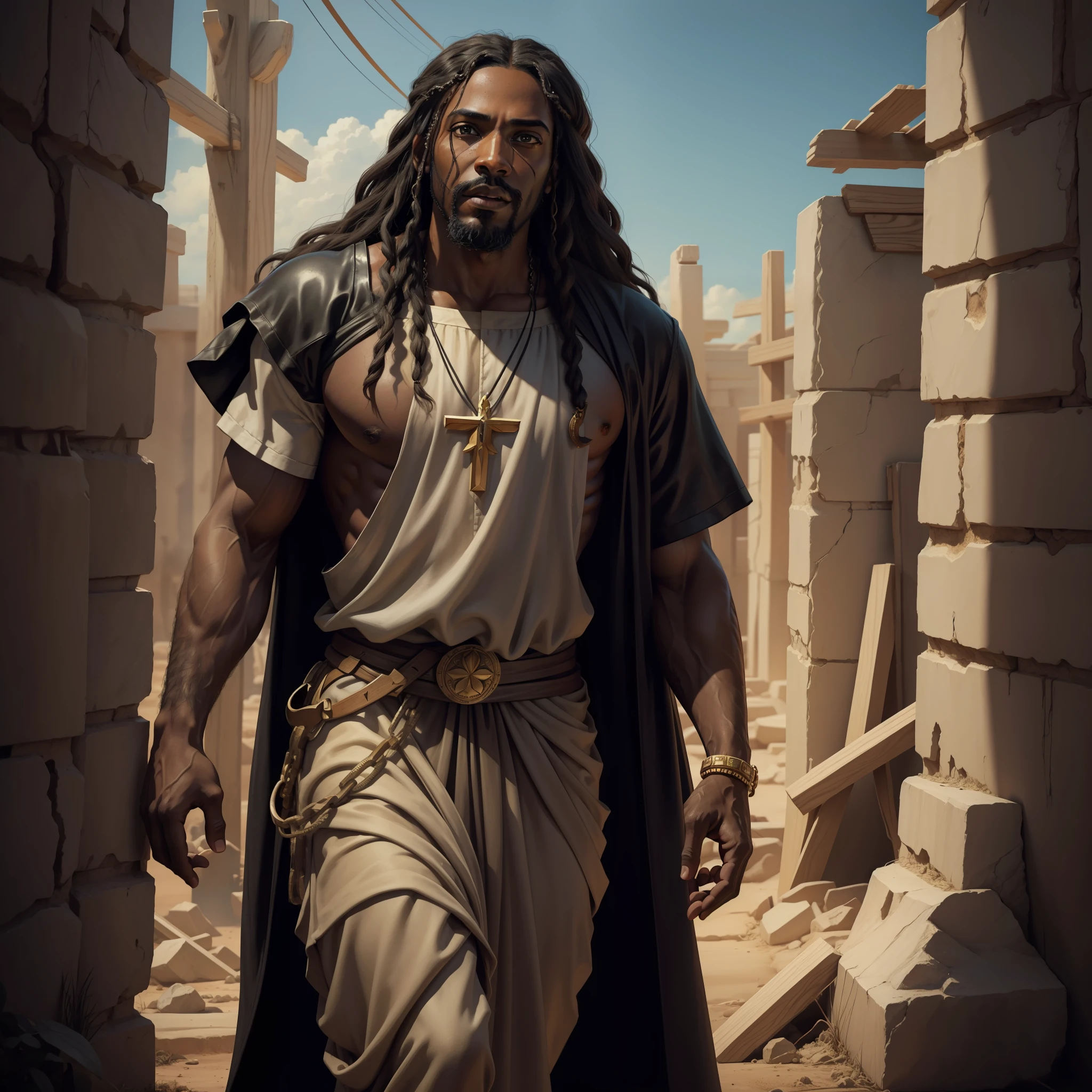 perfect visual representation of black jesus, hyper detailed, hyper realistic, cinematic, 4k, award-winning digital illustration, buzzworthy official art