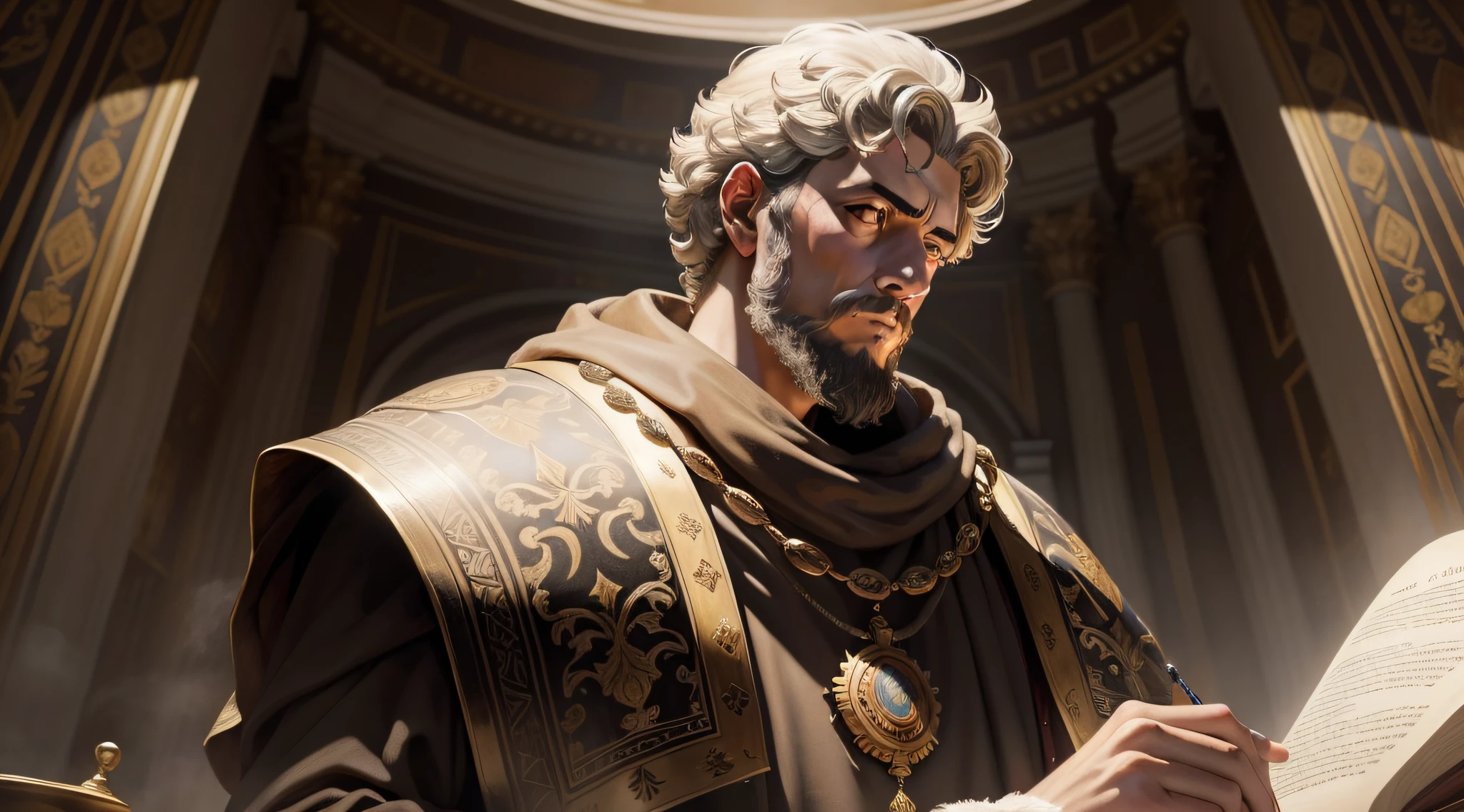 Marcus Aurelius Emperador Romano, em uma pintura antiga
