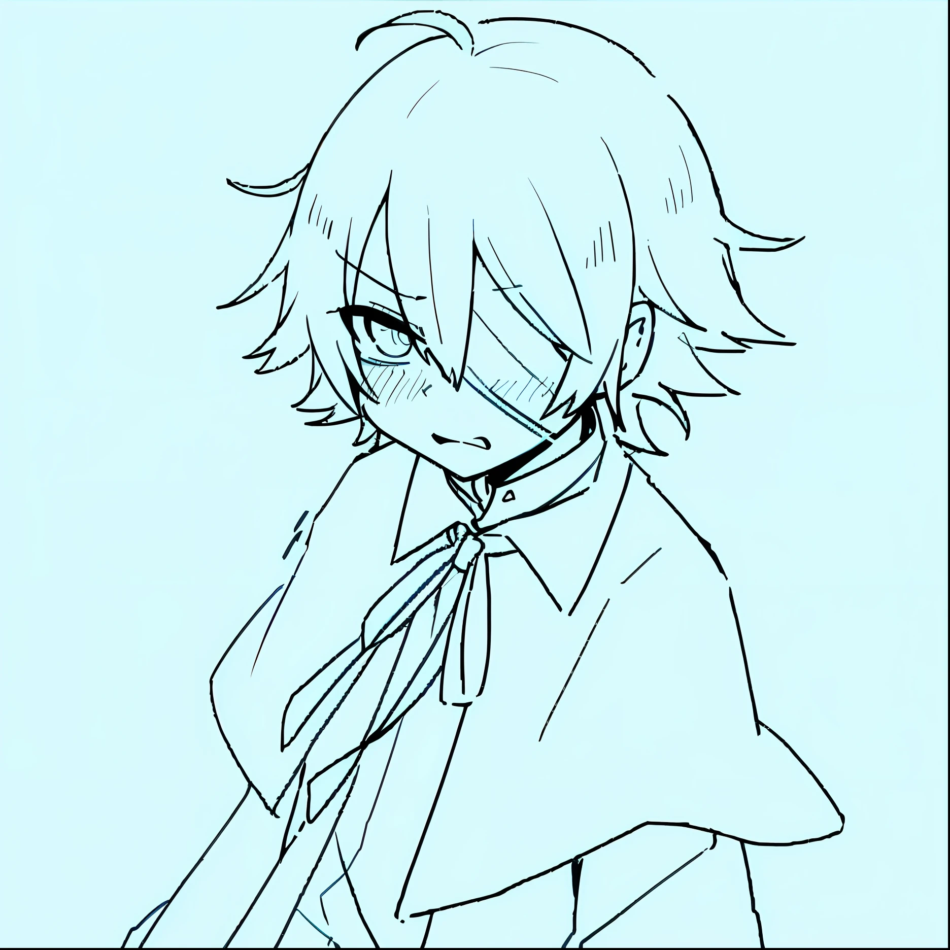 Anime boy with tie and shirt coloring page, linear art, clean anime outlines, Line sketch!!, clean lineart, Line art!!, thick black lineart, intense line art, flat anime style shading, sharp lineart, Simple lines of art, thick lineart, perfect lineart, Line sketch, hajime yatate, 2 d anime style, Black line art