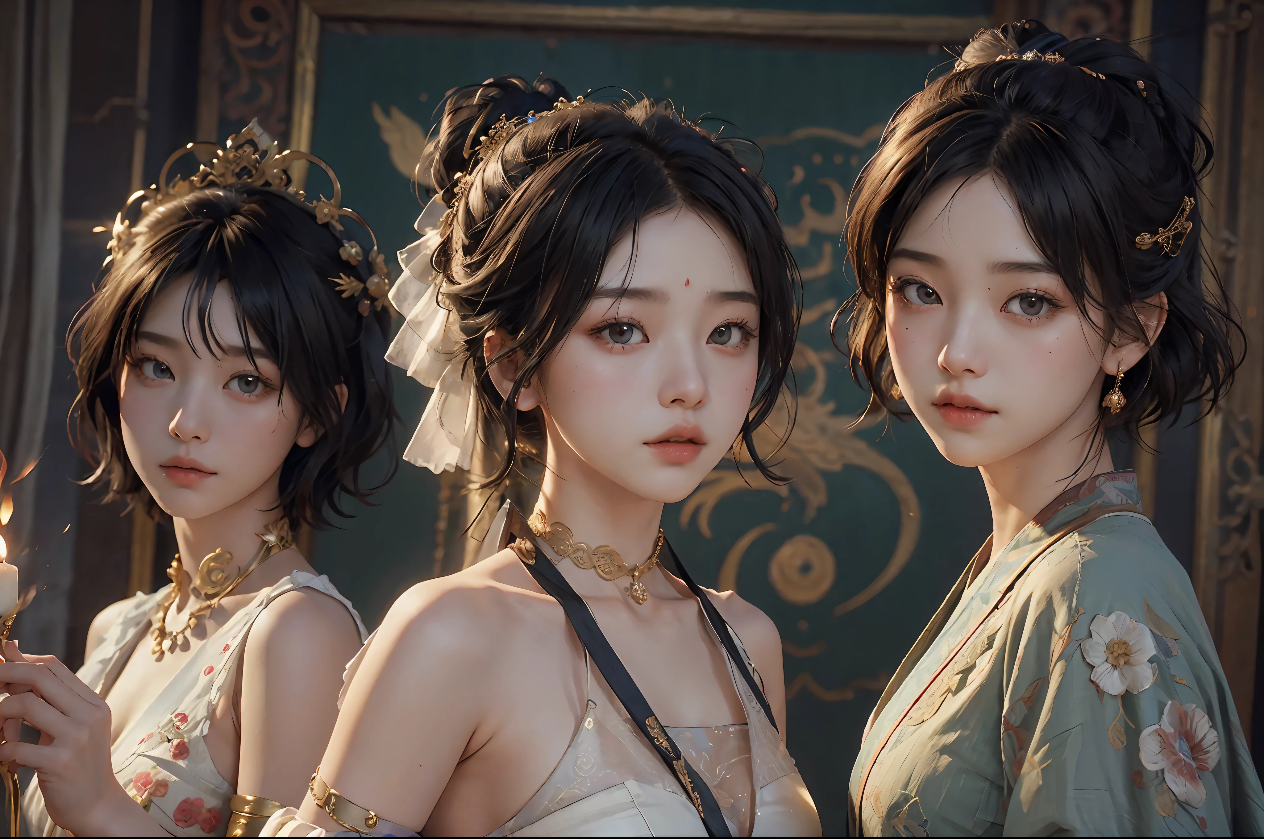 (RAW Photography、top-quality)、(realisitic、Photorealsitic:1.3)、top-quality、high-detail、masterpiece、ultra-detailliert、illustratio、1girl、((very_short_hair))、dynamic ungle、world masterpiece theater、messy_black_hair、top-quality、the Extremely Detailed CG Unity 8K Wallpapers、inky、magnifica、电影灯光、lens_flare、dunhuang_style
