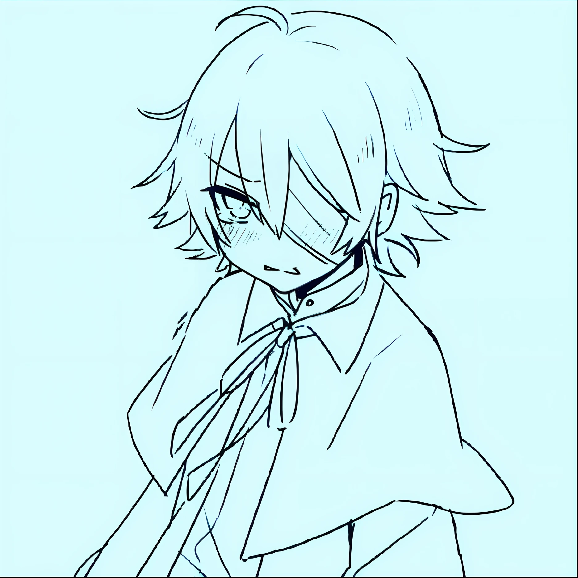 Anime boy with tie and shirt coloring page, linear art, clean anime outlines, Line sketch!!, clean lineart, Line art!!, thick black lineart, intense line art, flat anime style shading, sharp lineart, Simple lines of art, thick lineart, perfect lineart, Line sketch, hajime yatate, 2 d anime style, Black line art