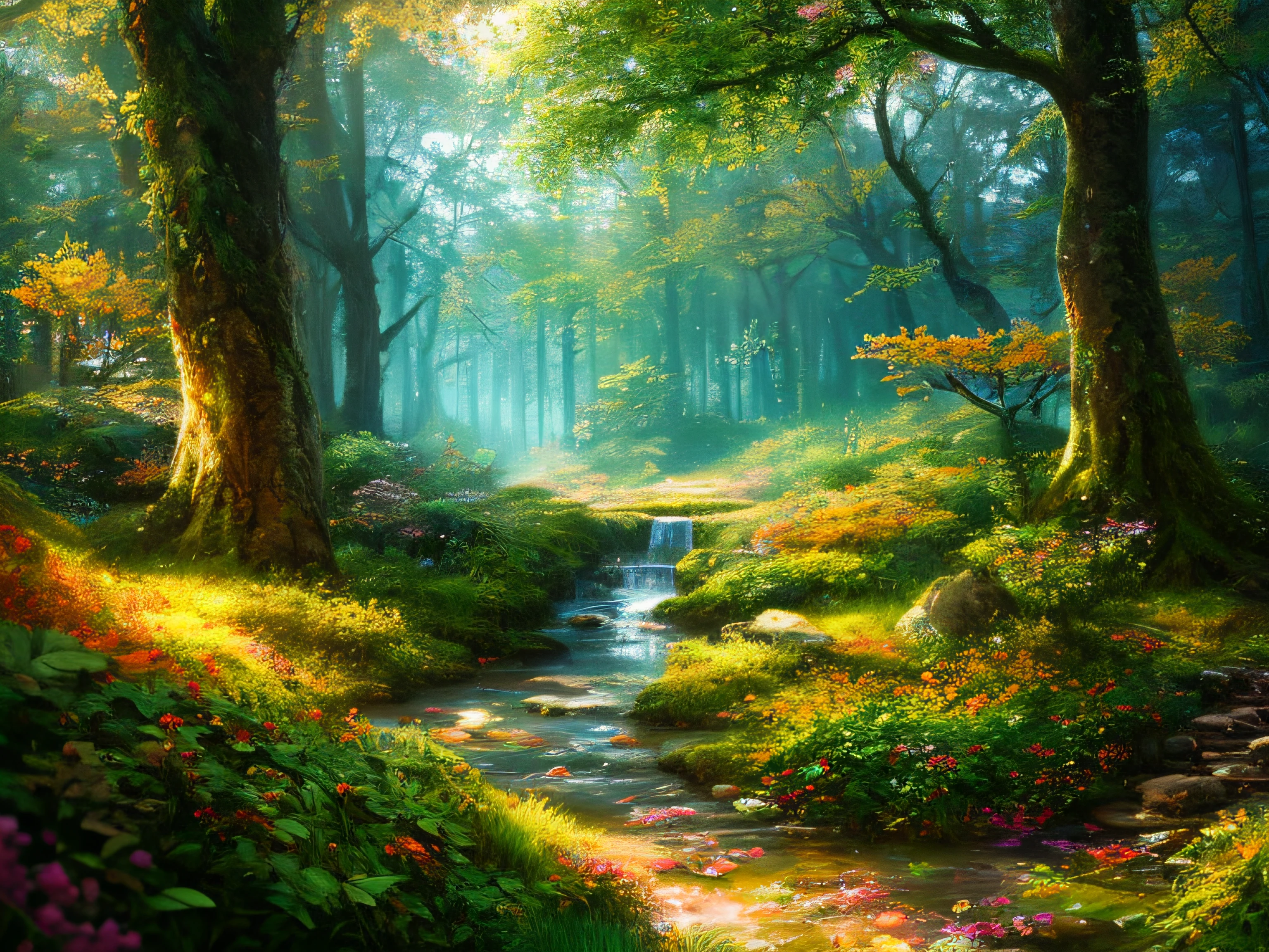 masterpiece, best quality, high quality,extremely detailed CG unity 8k wallpaper, An enchanting and dreamy scene of a fantasy forest, with towering trees, glowing mushrooms, and hidden fairy glens, creating a sense of mystique and enchantment, artstation, digital illustration, intricate, trending, pastel colors, oil paiting, award winning photography, Bokeh, Depth of Field, HDR, bloom, Chromatic Aberration ,Photorealistic,extremely detailed, trending on artstation, trending on CGsociety, Intricate, High Detail, dramatic, art by midjourney