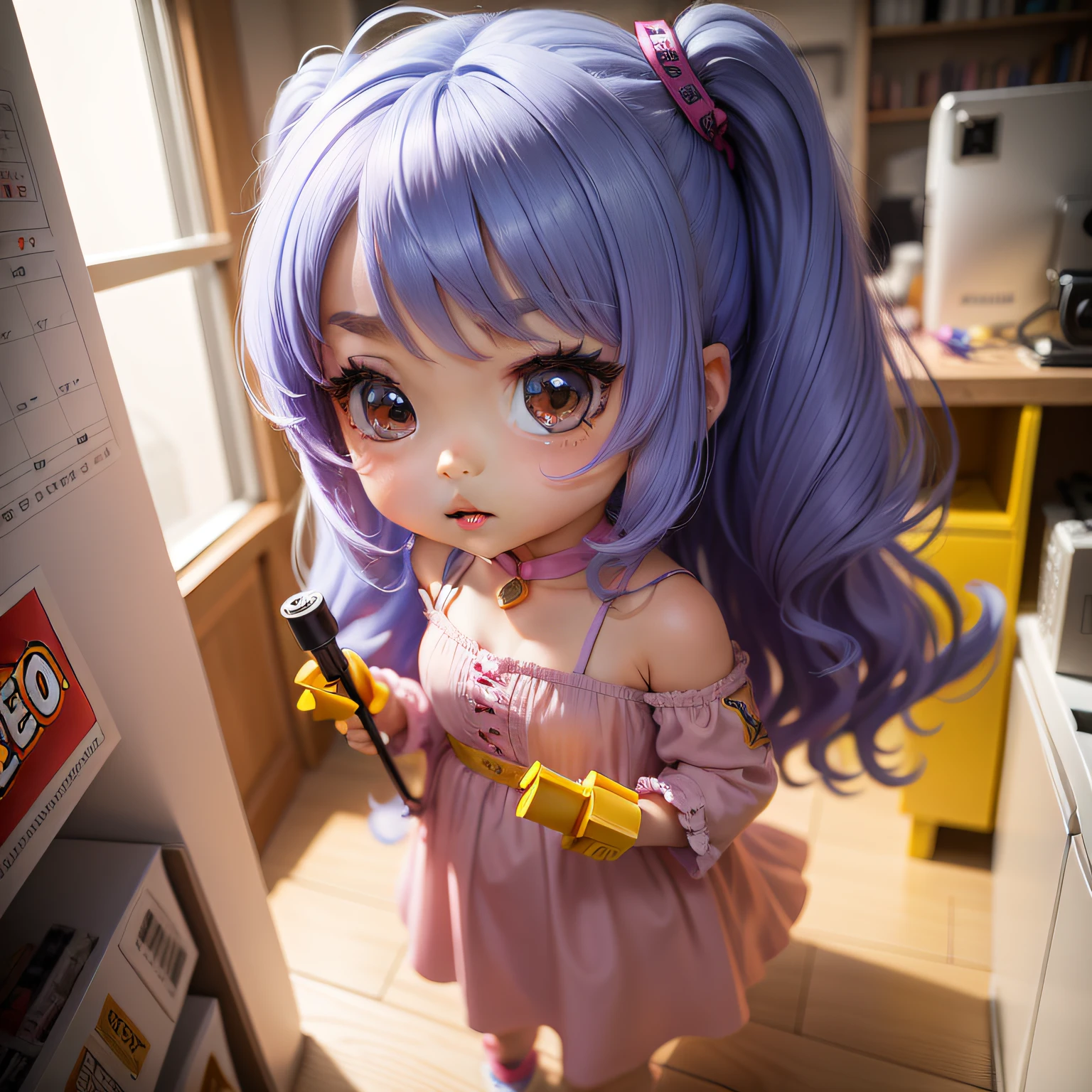 a beauty girl、super precision、accuracy、Lego、Chibi、Colorful hair、kawaii