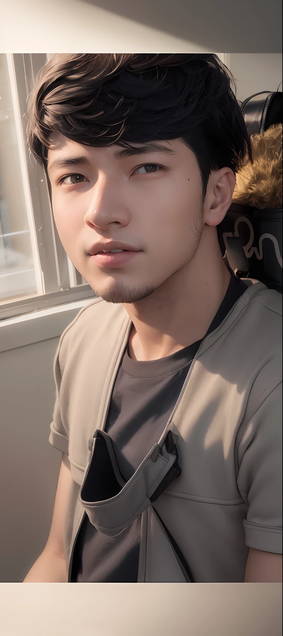 arafed boy with a jacket and a backpack looking at the camera, soft portrait shot 8 k, boy with neutral face, perfect face and boy, small character. unreal engine 5, ross tran 8 k, detailed face of a asian boy, 8k portrait render, makoto shinkai. octane render, portrait of 1 5 - year - old boy