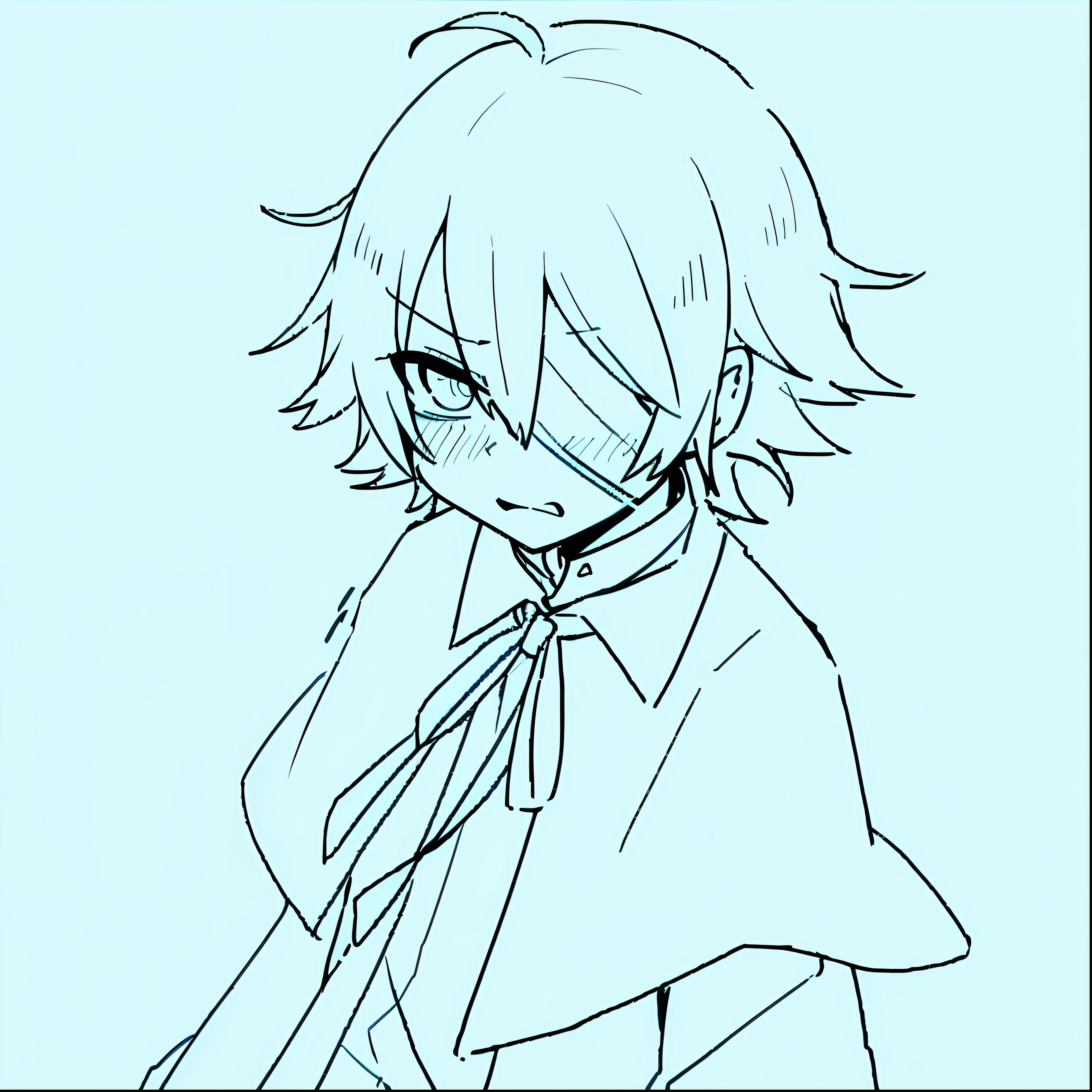 Anime boy with tie and shirt coloring page, linear art, clean anime outlines, Line sketch!!, clean lineart, Line art!!, thick black lineart, intense line art, flat anime style shading, sharp lineart, Simple lines of art, thick lineart, perfect lineart, Line sketch, hajime yatate, 2 d anime style, Black line art