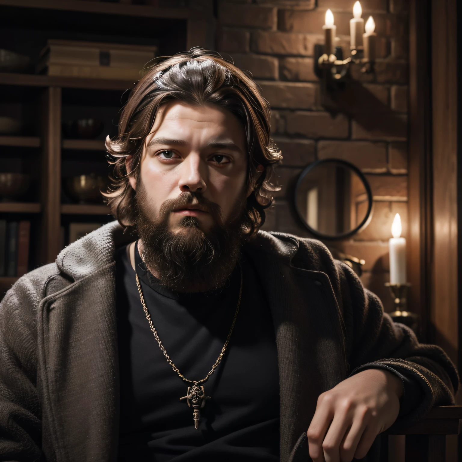 bearded man King of House Greyjoy -yeld teger with medium brown hair